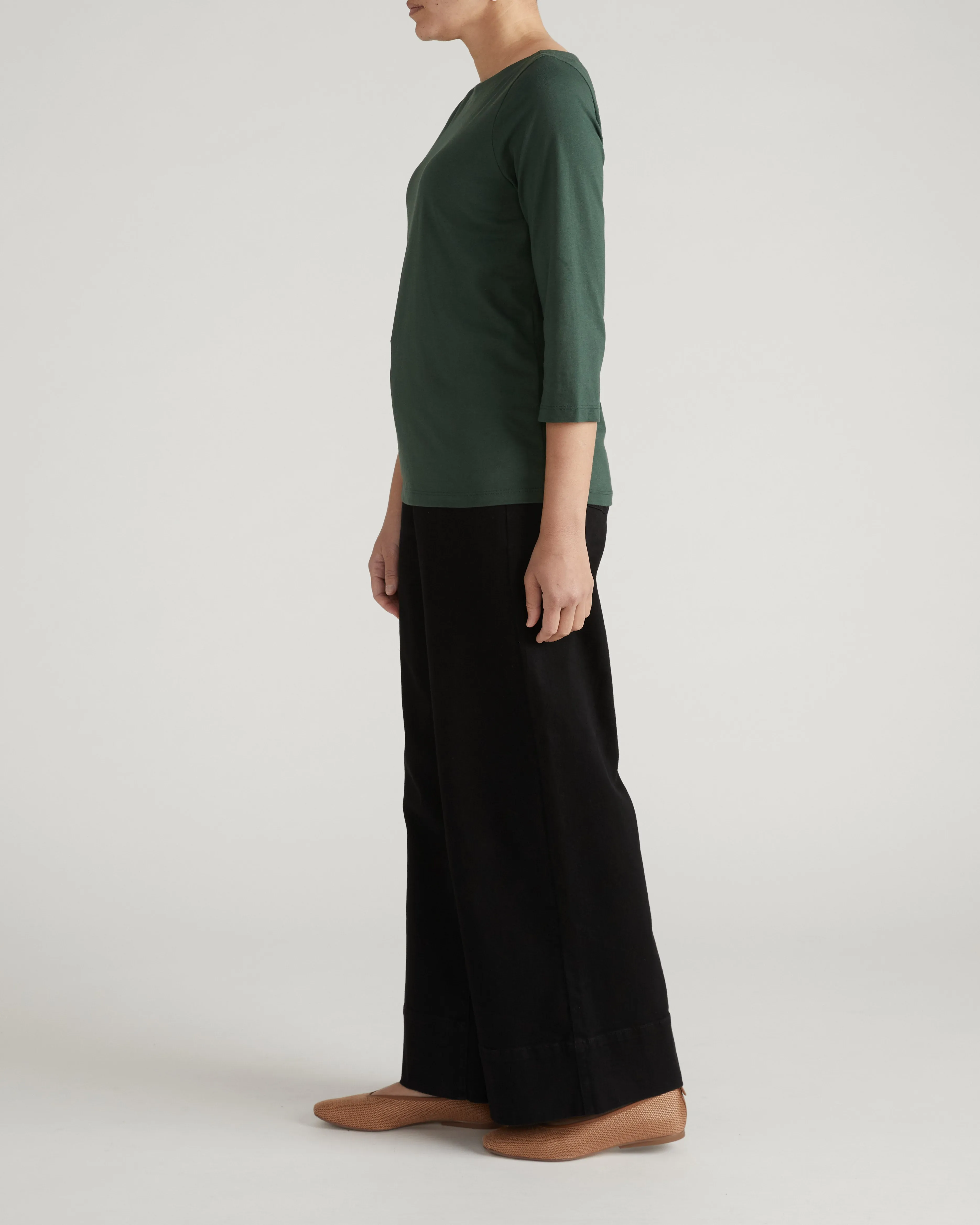 Belle Breton Stripe Jersey Tee - Solid Conifer sold by Universal Standard product image thumbnail 3
