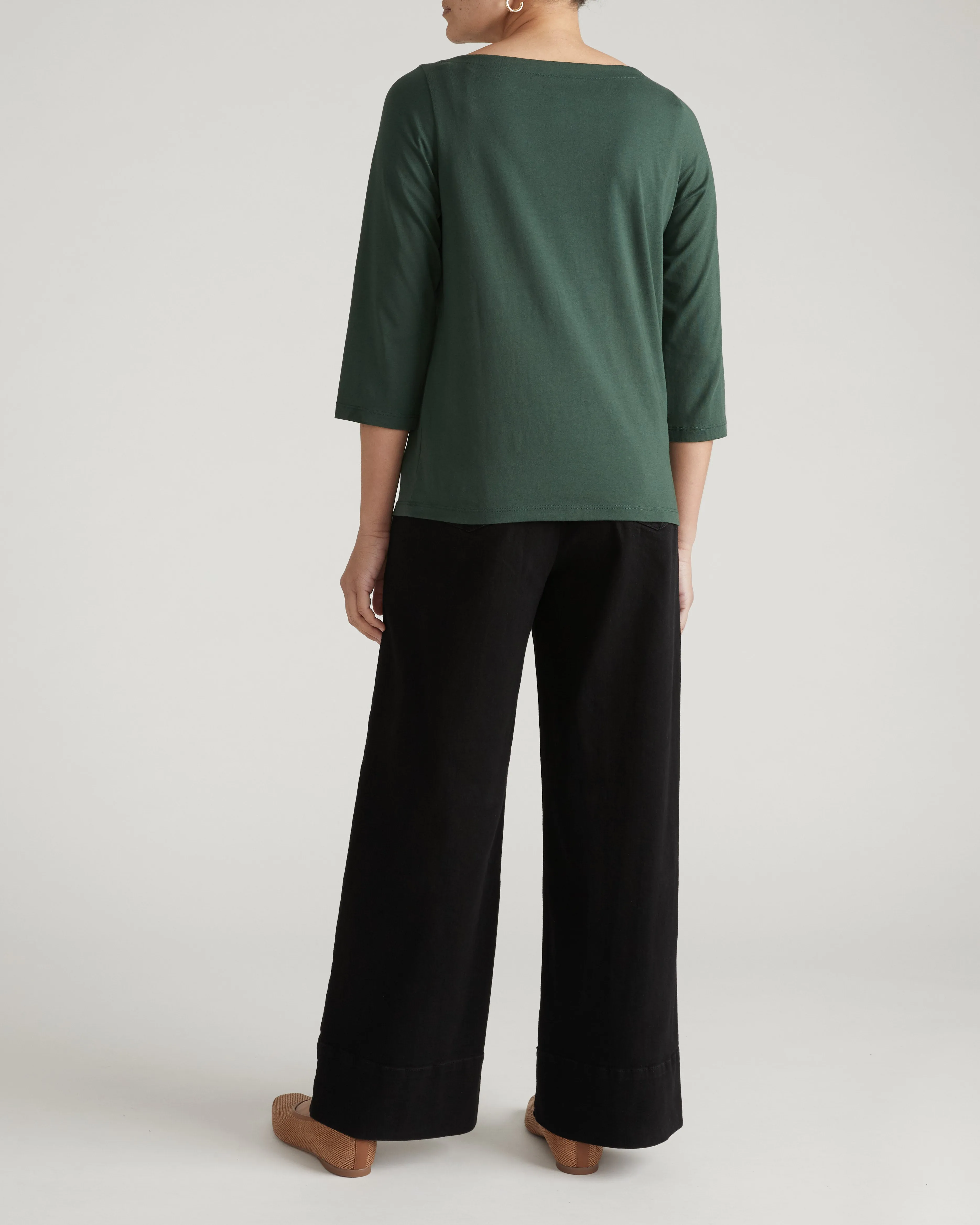 Belle Breton Stripe Jersey Tee - Solid Conifer sold by Universal Standard product image thumbnail 4