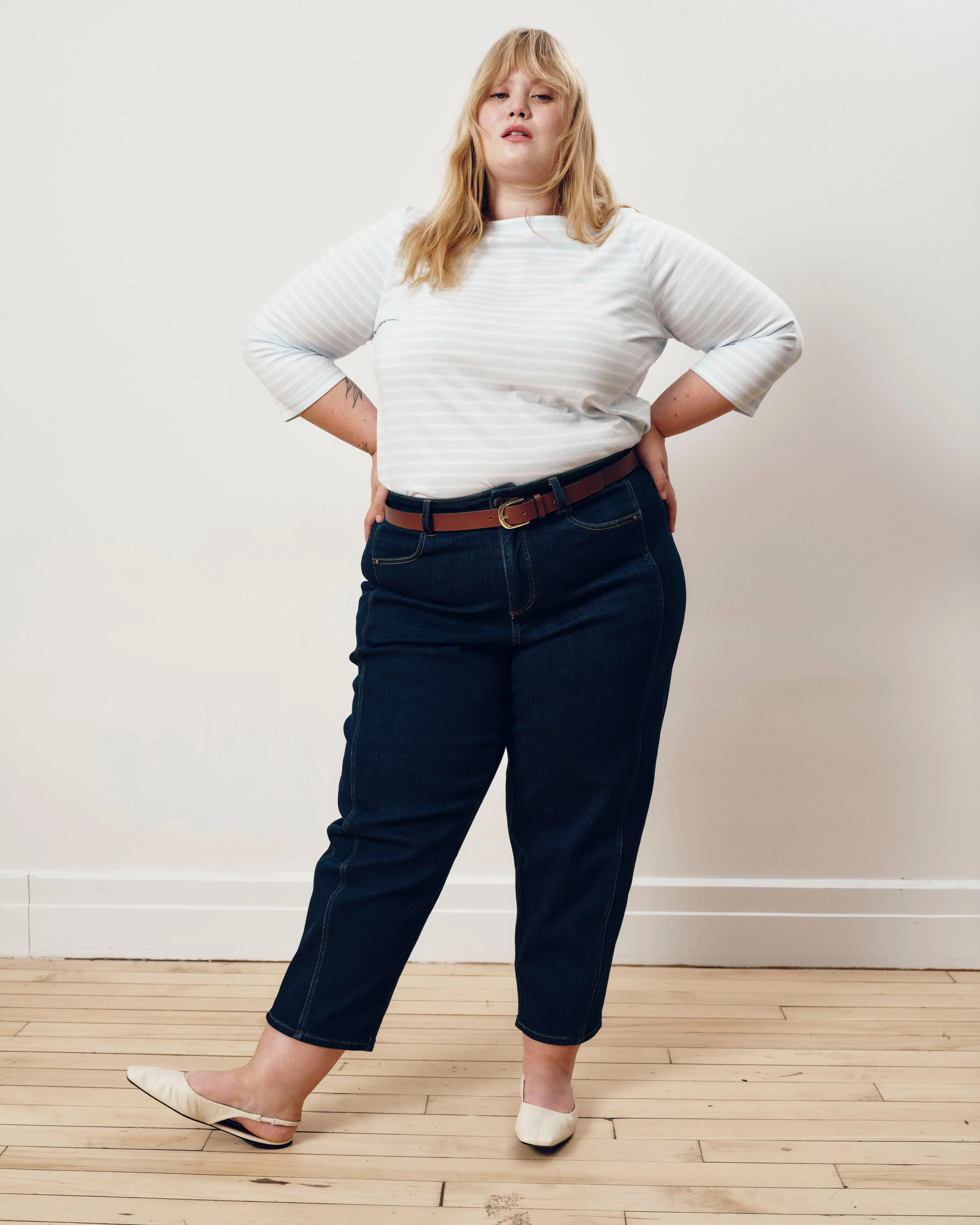 Belle Breton Stripe Jersey Tee - Pale Blue/White Stripe sold by Universal Standard product image thumbnail 2