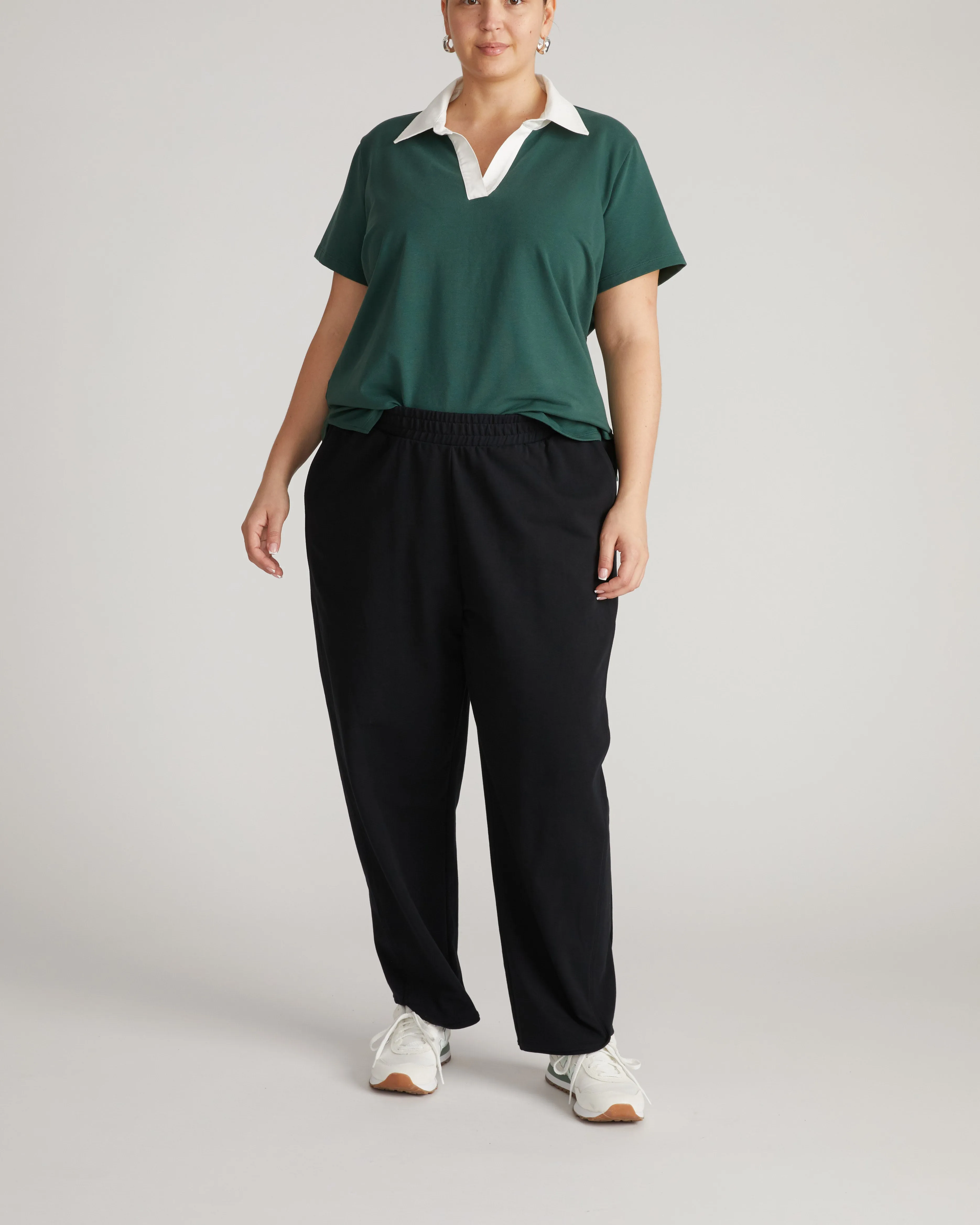 Varsity French Terry Polo Top - Forest Green/White sold by Universal Standard product image thumbnail 5