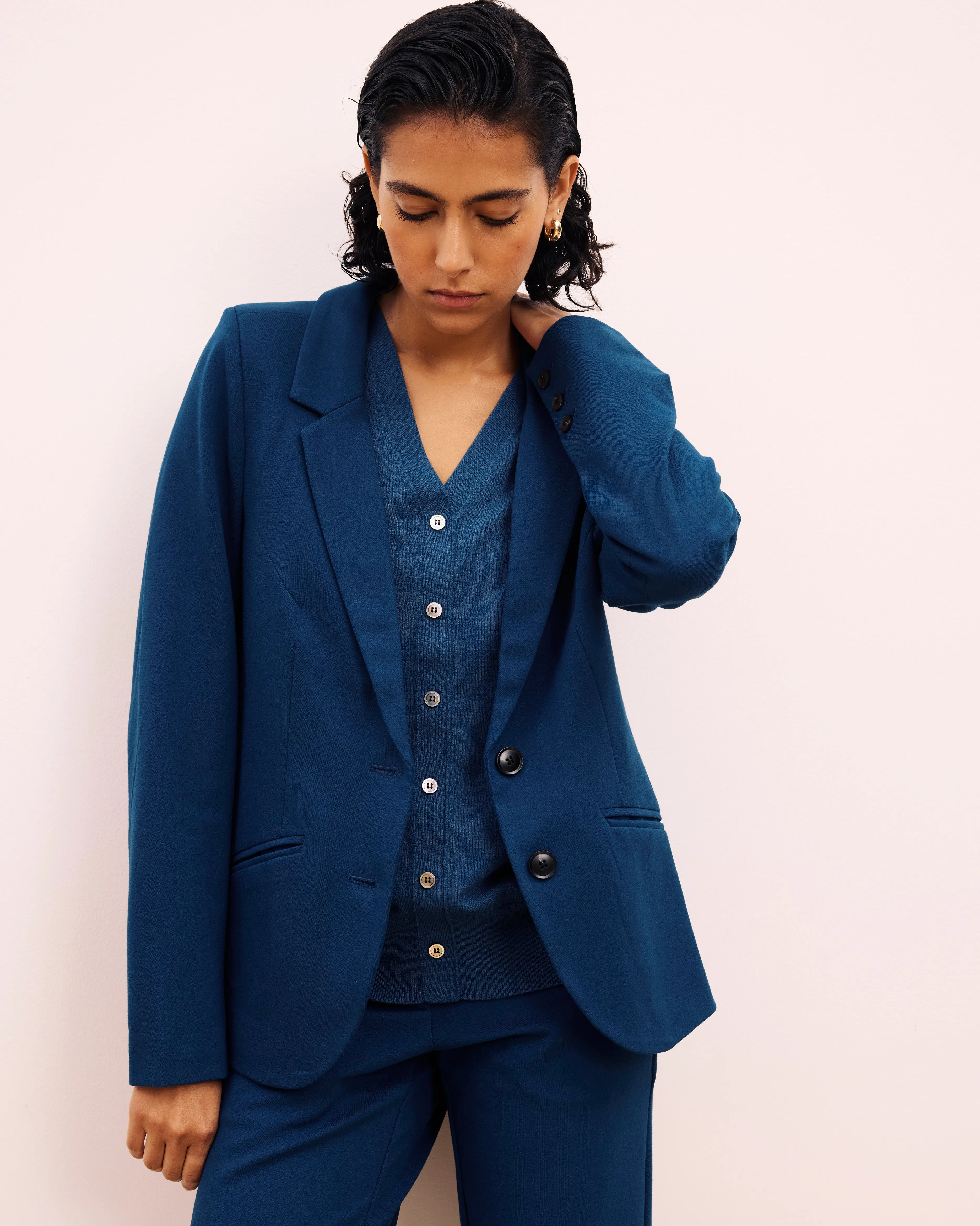 Savvy Fine Knit V-Neck Cardigan - Deep Teal sold by Universal Standard product image thumbnail 2