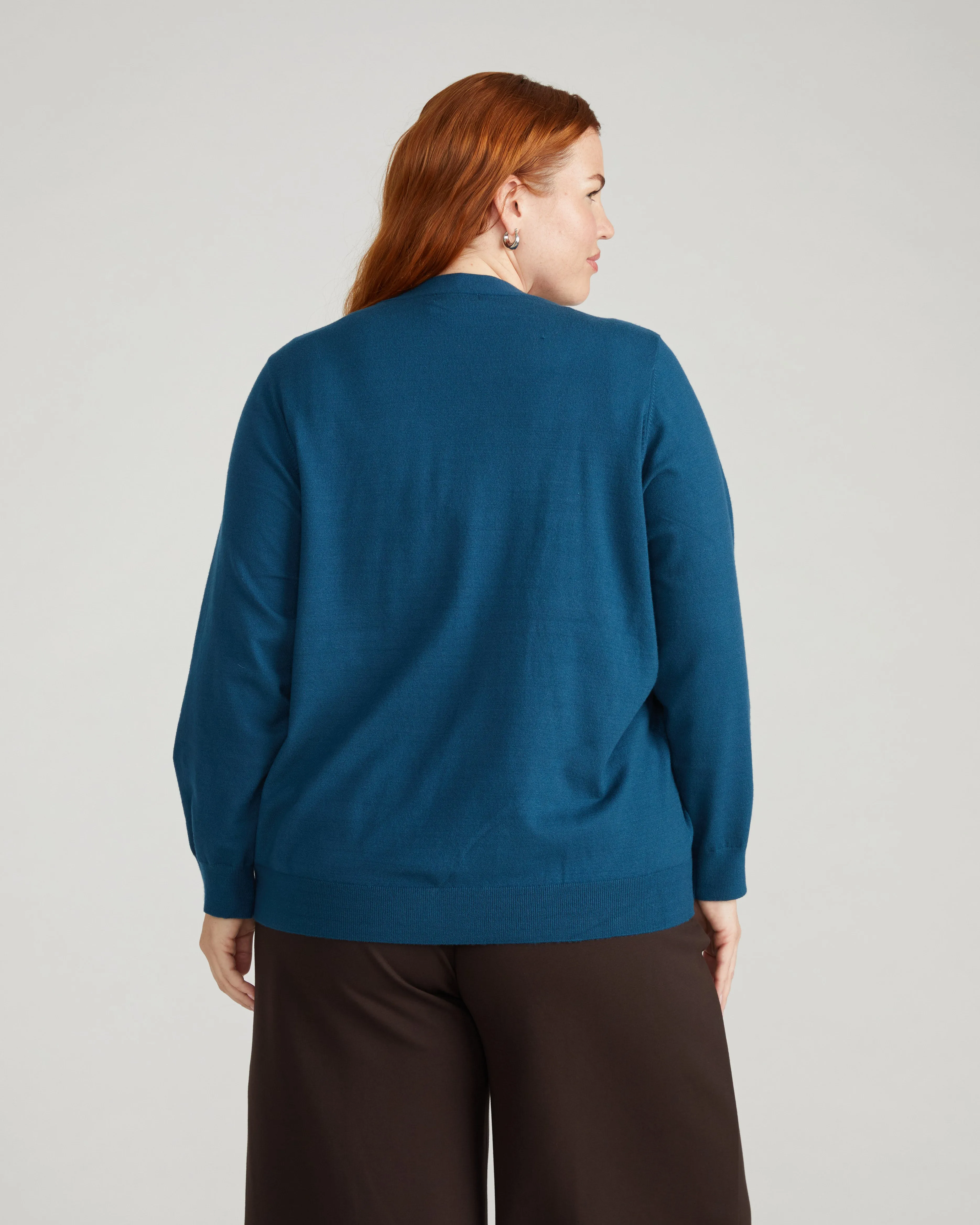 Savvy Fine Knit V-Neck Cardigan - Deep Teal sold by Universal Standard product image thumbnail 5
