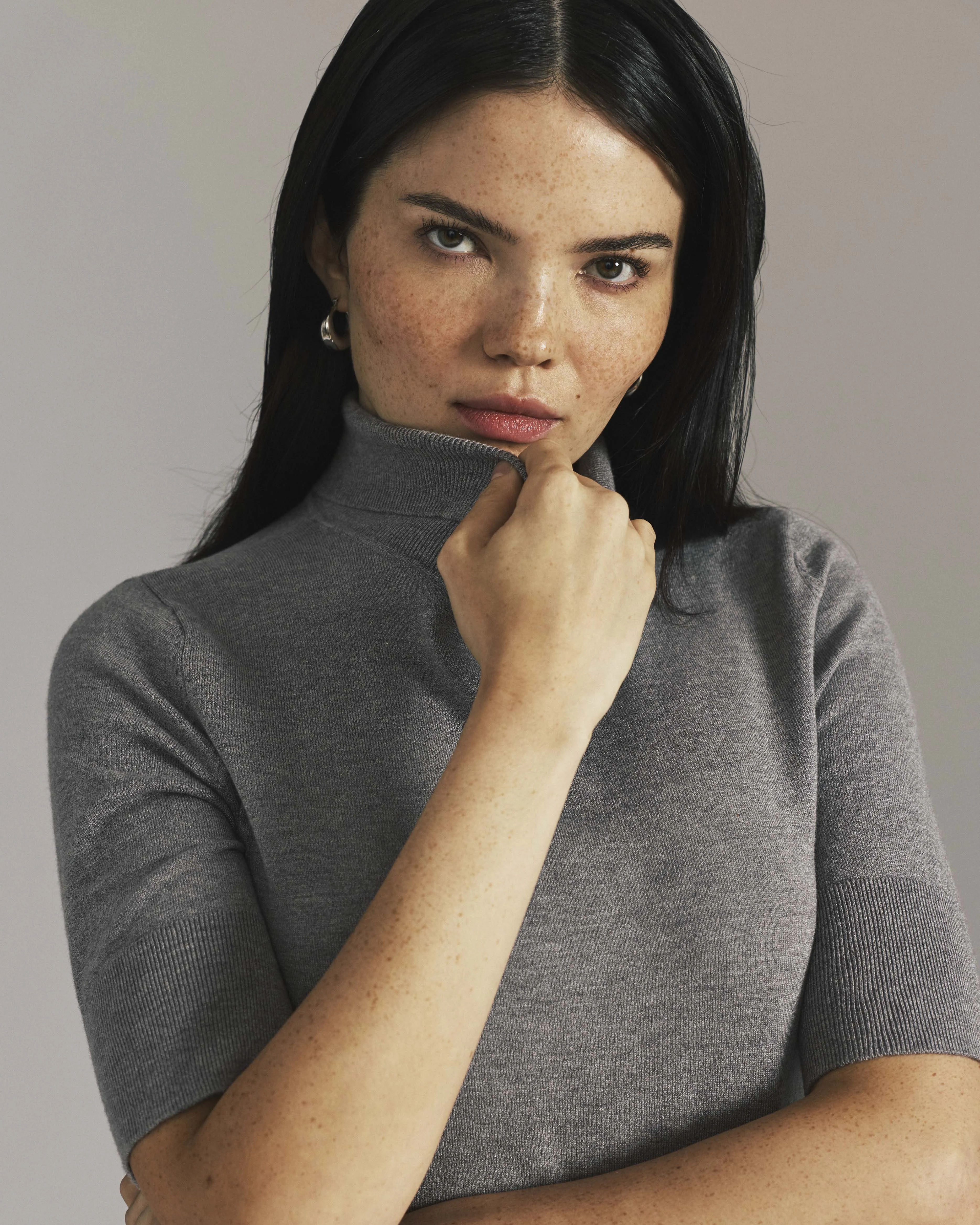 Savvy Fine Knit Turtleneck Sweater Top - Barcarolle Gray sold by Universal Standard