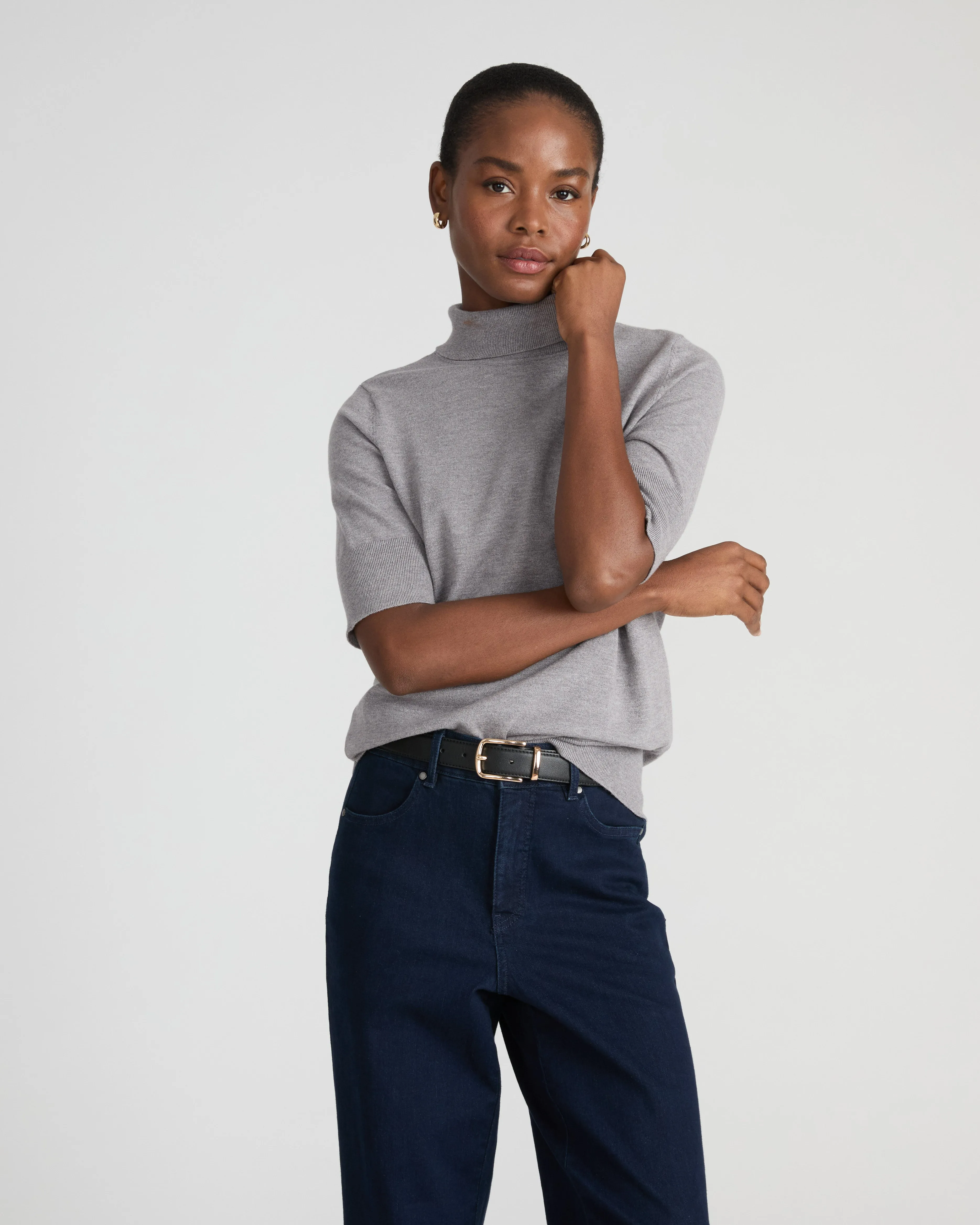 Savvy Fine Knit Turtleneck Sweater Top - Barcarolle Gray sold by Universal Standard product image thumbnail 4