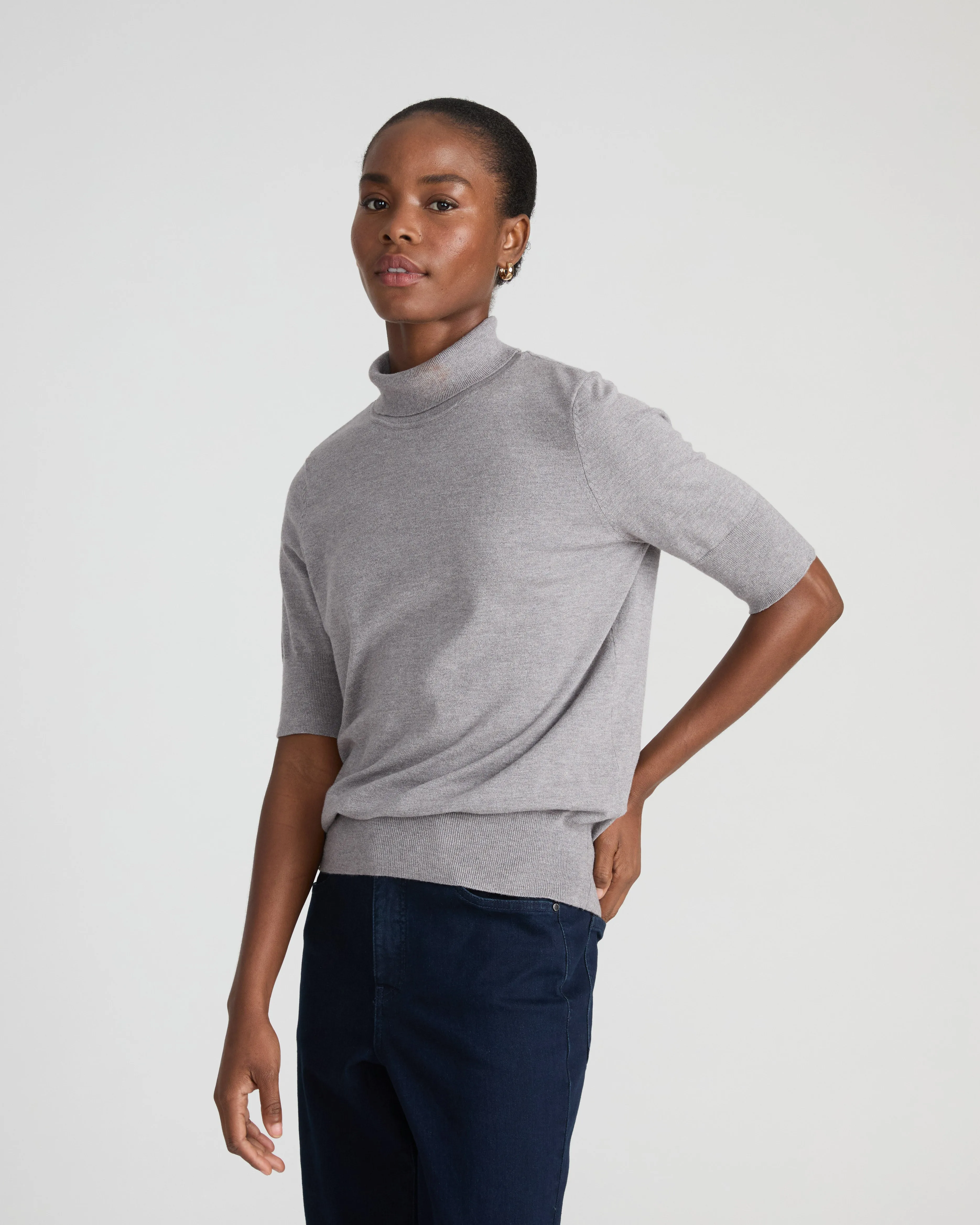 Savvy Fine Knit Turtleneck Sweater Top - Barcarolle Gray sold by Universal Standard product image thumbnail 5