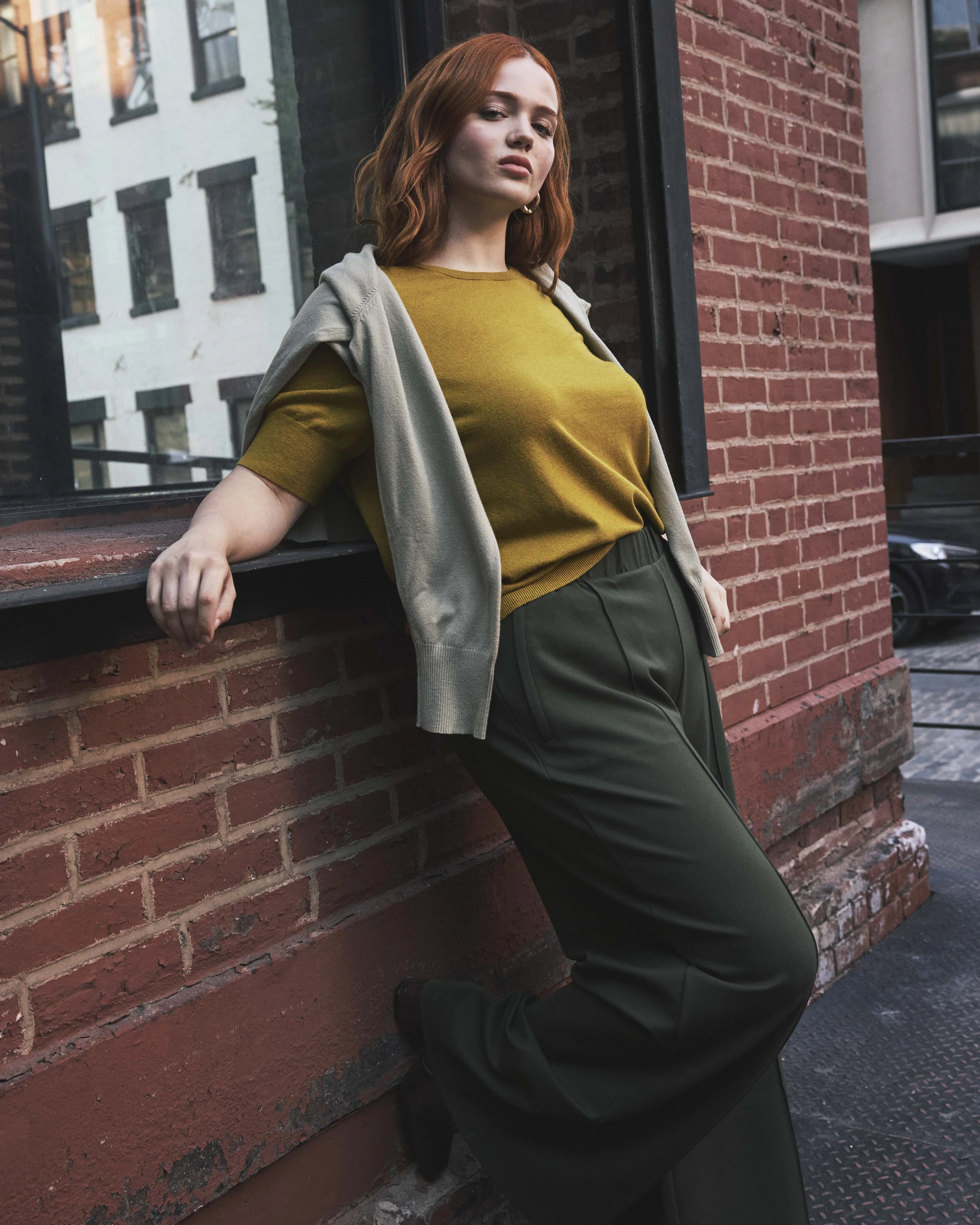 Pam Pintuck Wide Leg Ponte Pants - Kombu Green sold by Universal Standard product image thumbnail 3