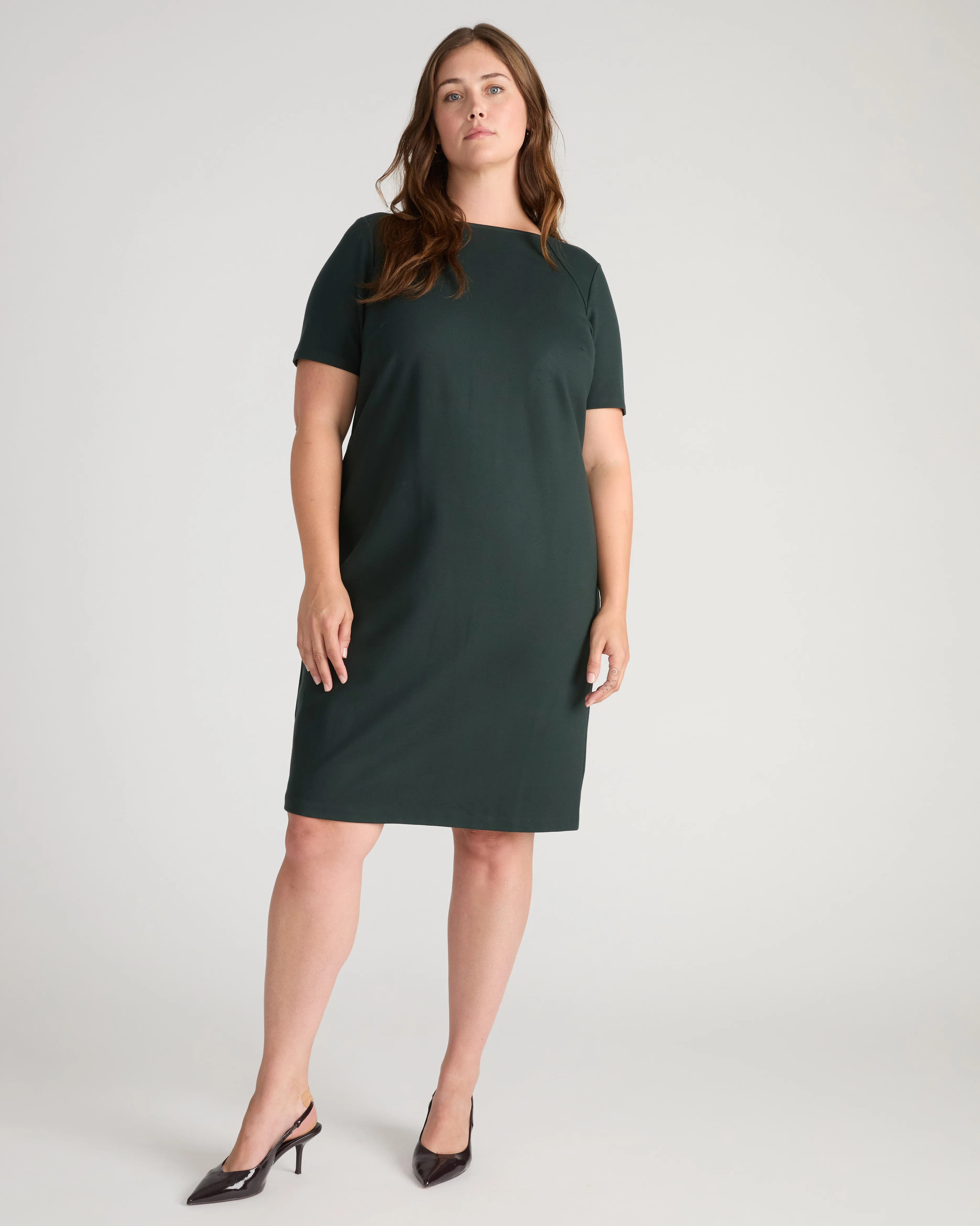 Envelope Neck Ponte Dress - Green Gemstone sold by Universal Standard product image thumbnail 4