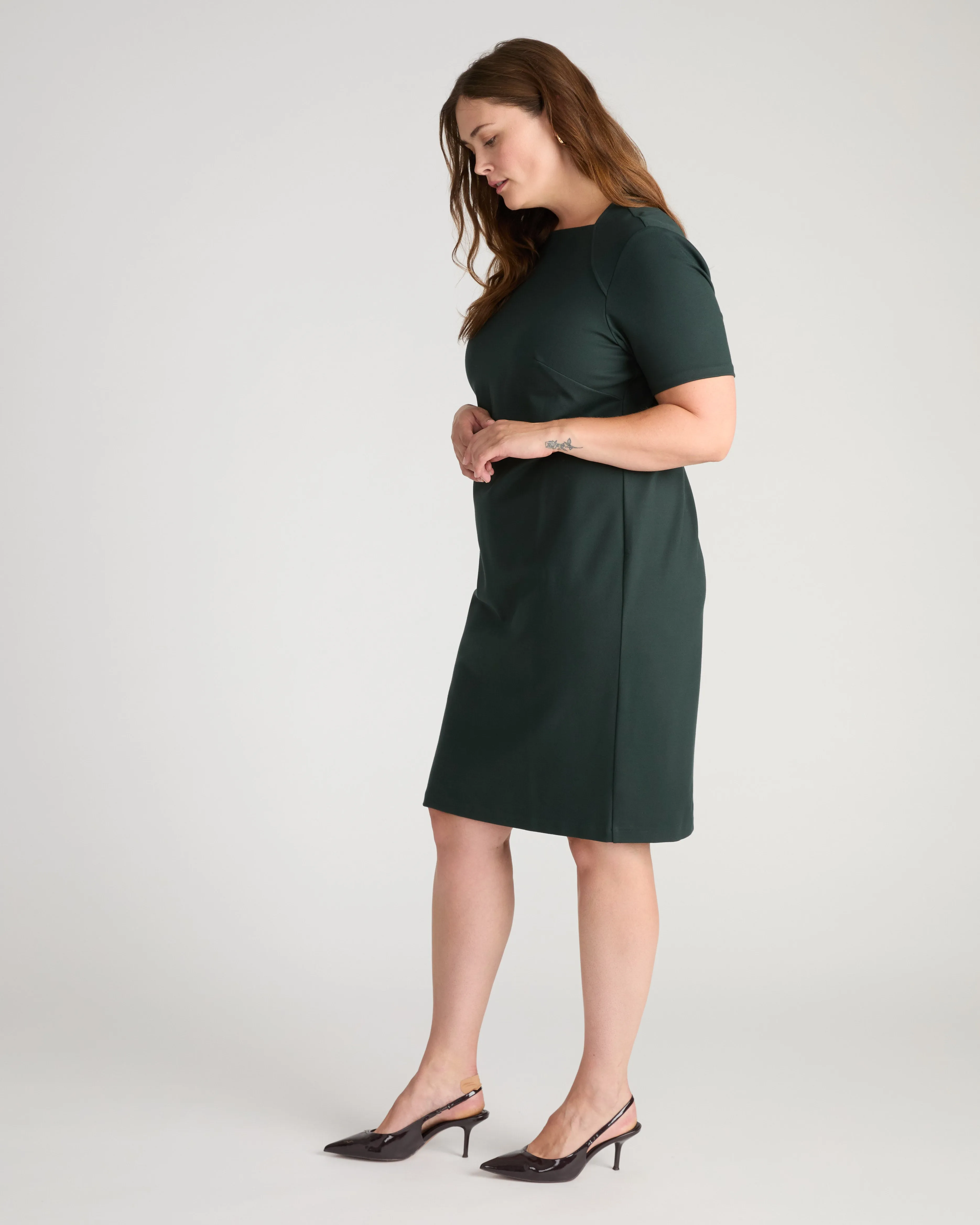Envelope Neck Ponte Dress - Green Gemstone sold by Universal Standard product image thumbnail 5