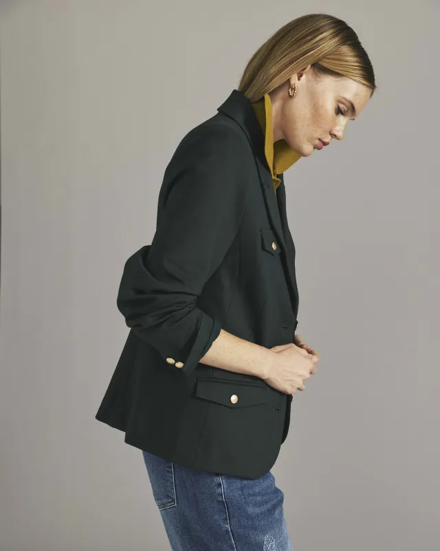 4 Pocket Ponte Blazer - Green Gemstone with Gold Buttons made by Universal Standard