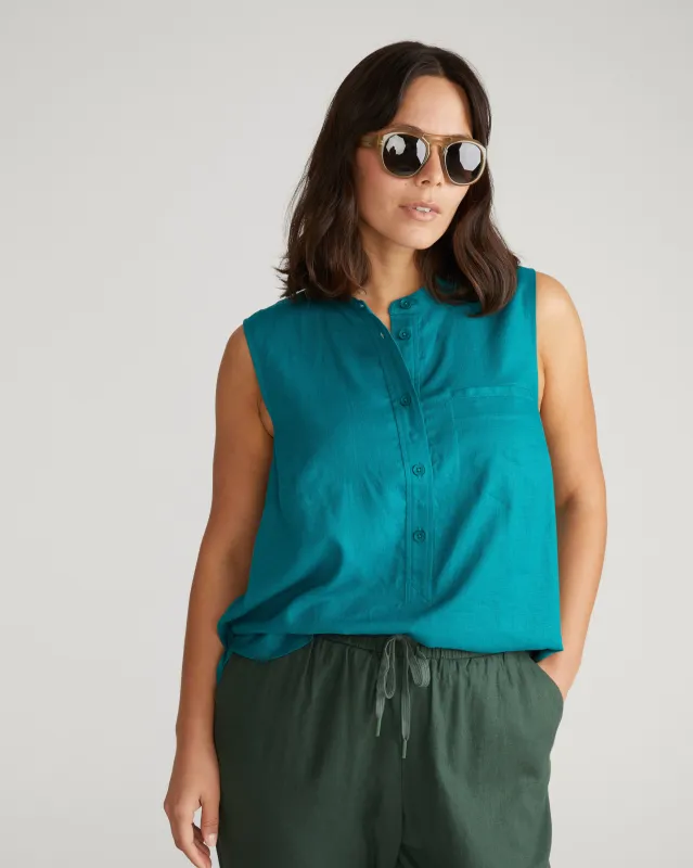 Cameo Sleeveless Linen Blend Tunic - Aurora made by Universal Standard