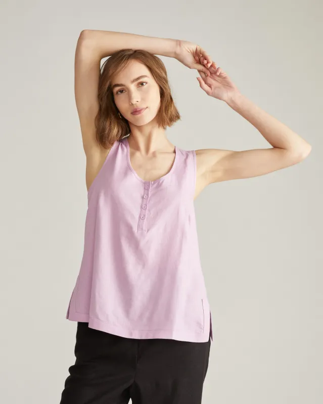 Henley Linen Blend Tank - Lilac made by Universal Standard