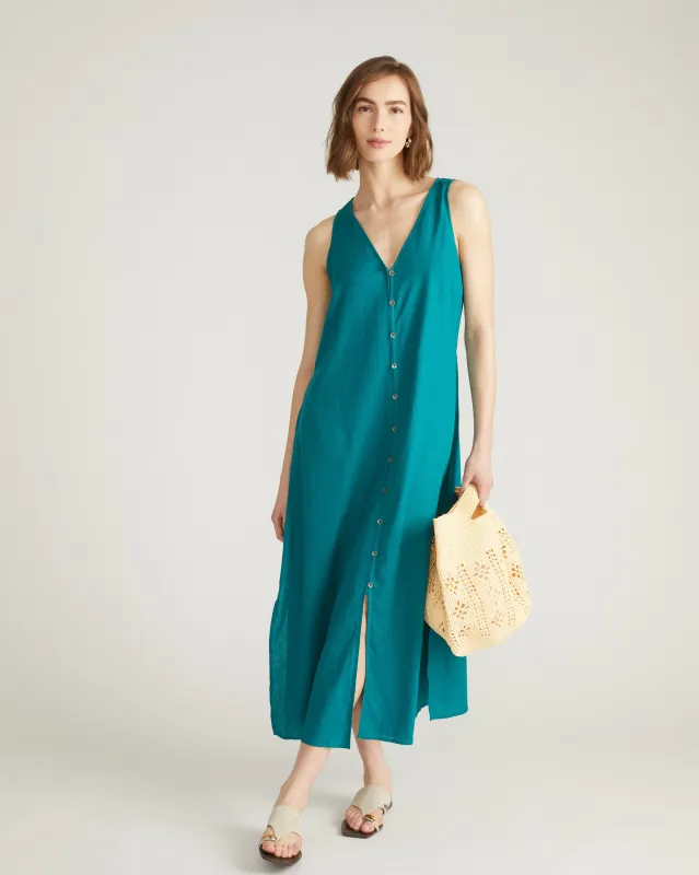 Islet Button-Down Linen Blend Maxi Dress - Aurora made by Universal Standard