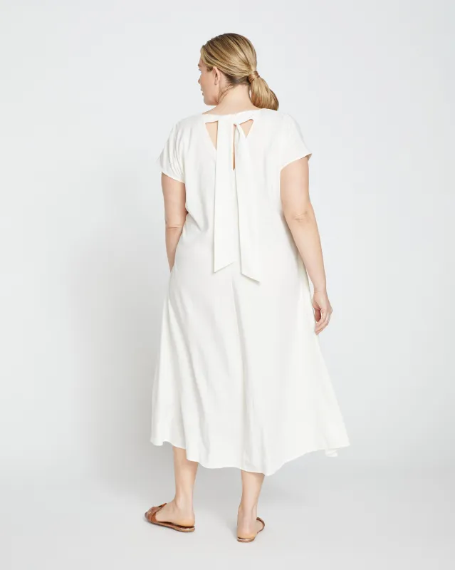 Louvre Bow Back Linen Blend Dress - Natural White made by Universal Standard
