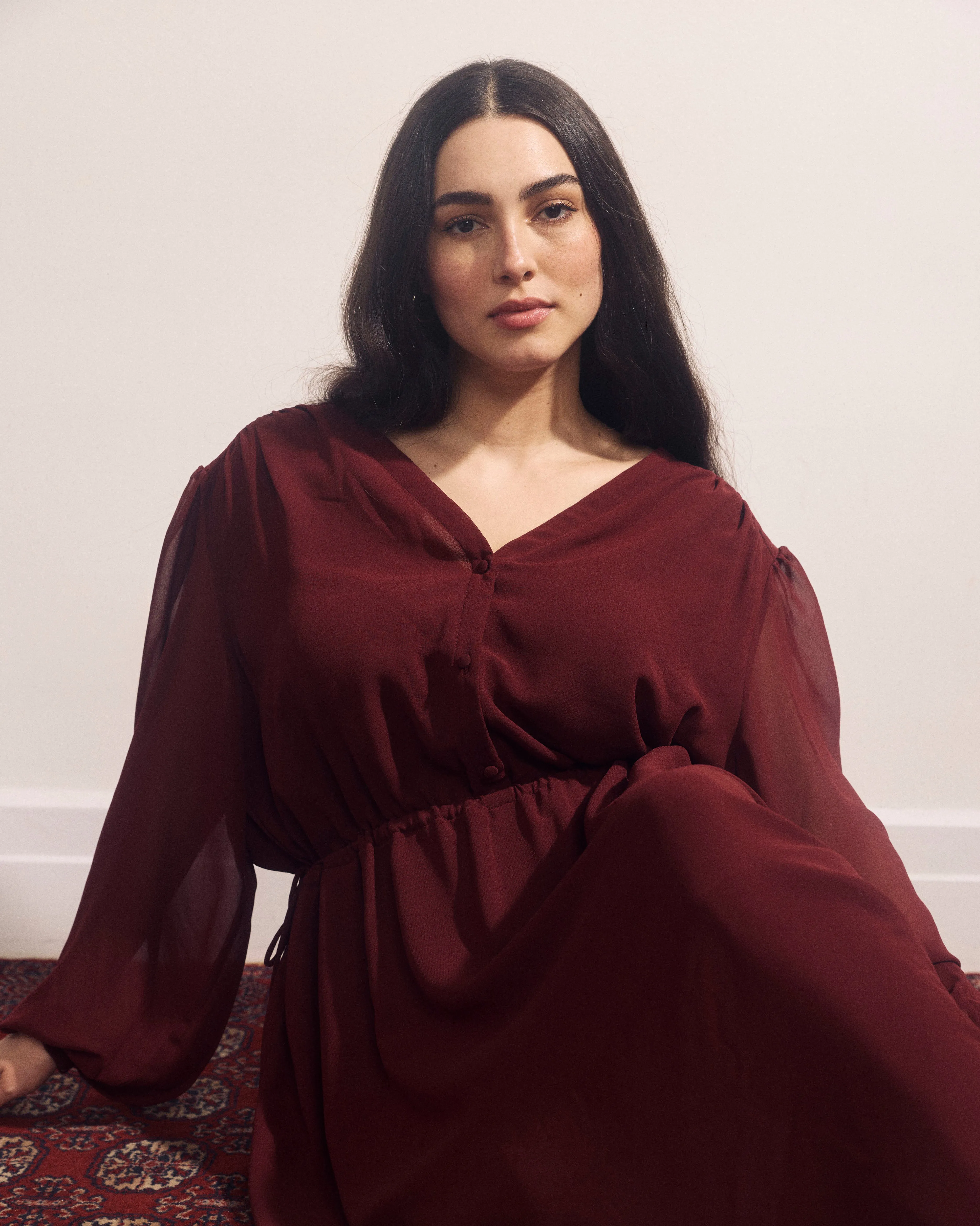 Karina V-Neck Chiffon Dress - Deep Red sold by Universal Standard product image thumbnail 5