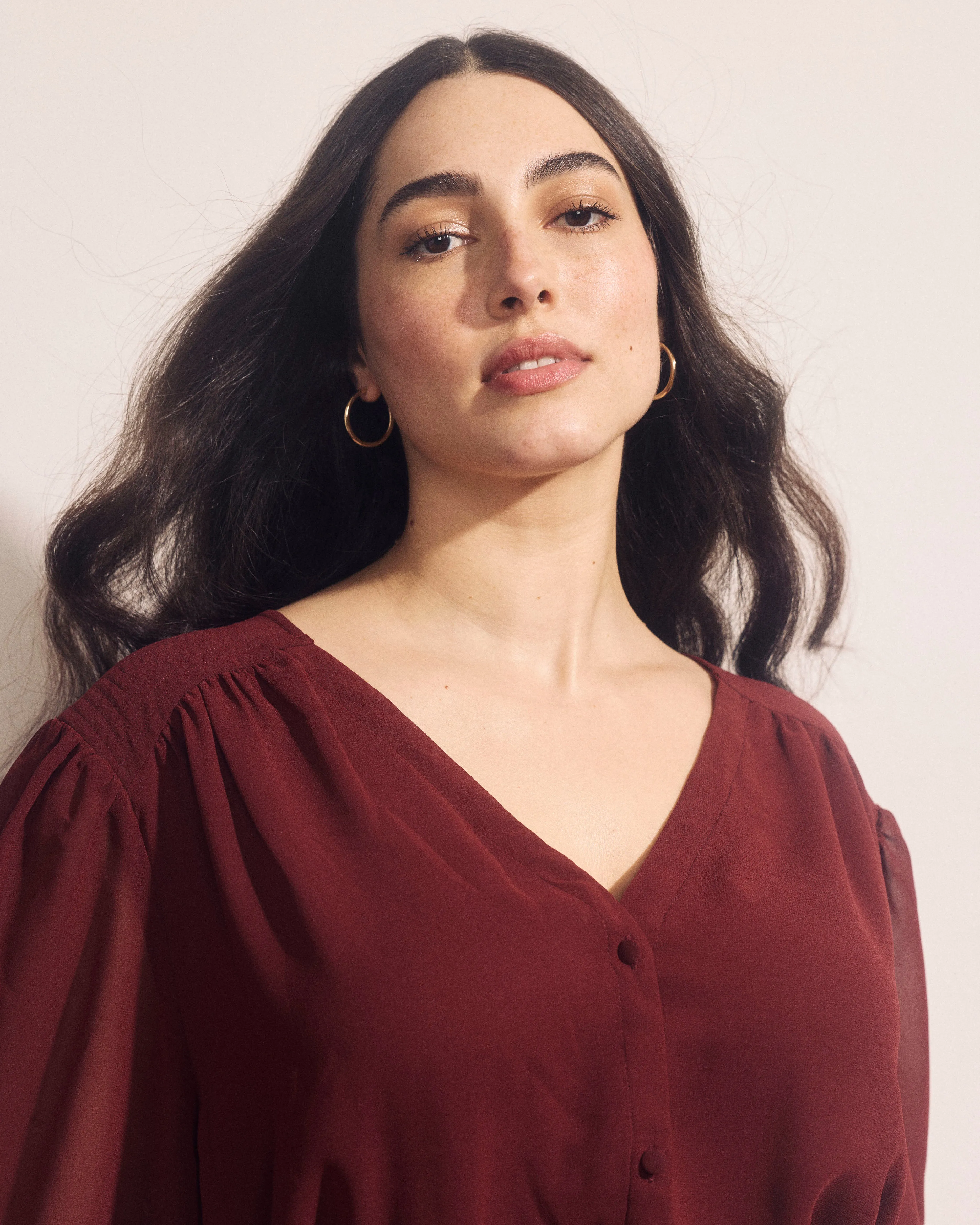 Karina V-Neck Chiffon Dress - Deep Red sold by Universal Standard product image thumbnail 3