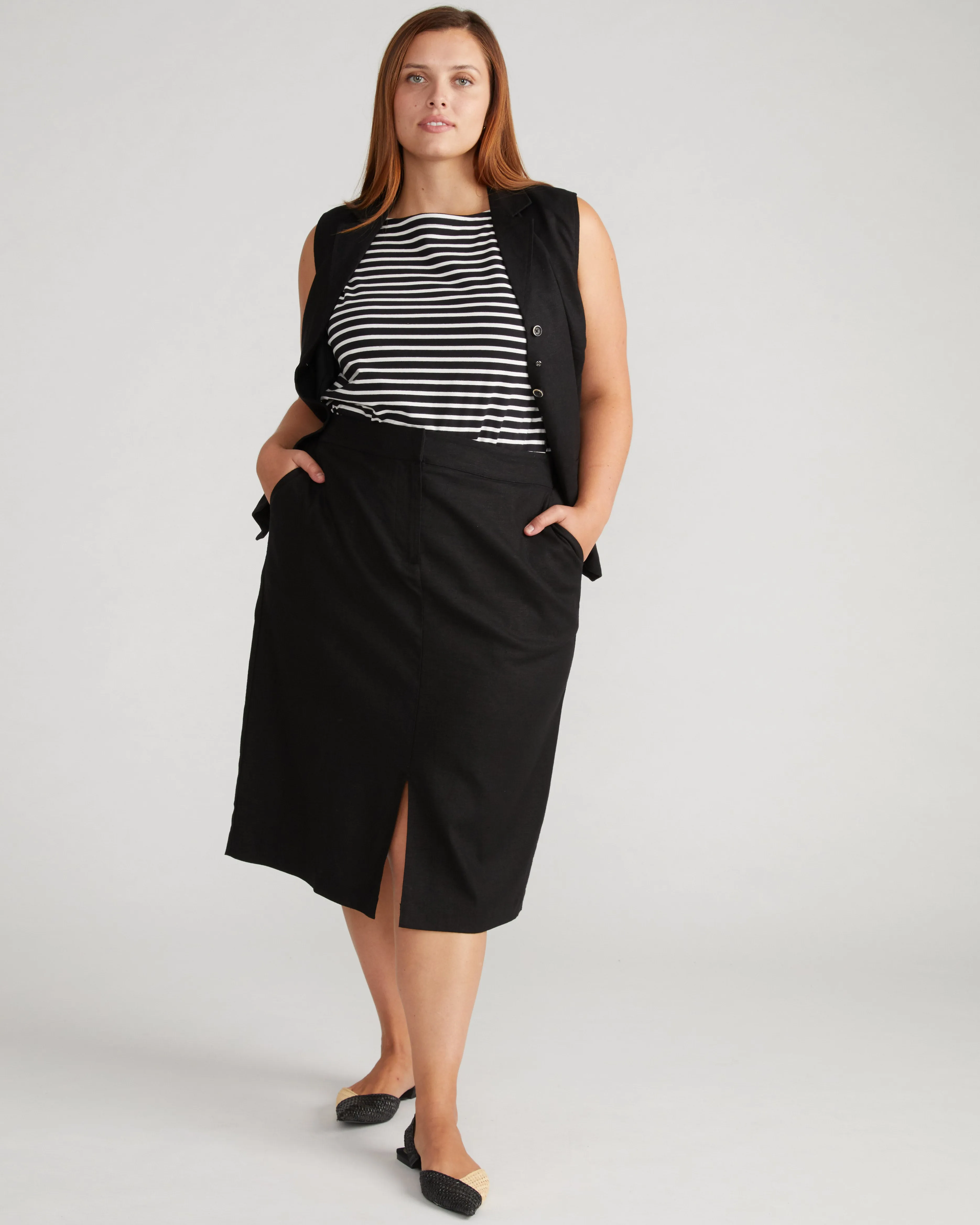 Wooster Linen Blend Skirt - Black sold by Universal Standard product image thumbnail 3