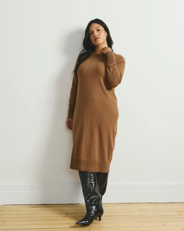 Savvy Fine Knit Everyday Sweater Dress - Classic Camel made by Universal Standard