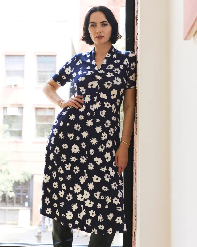 Zadie Liquid Jersey Gathered Dress - Mystic Blossom made by Universal Standard