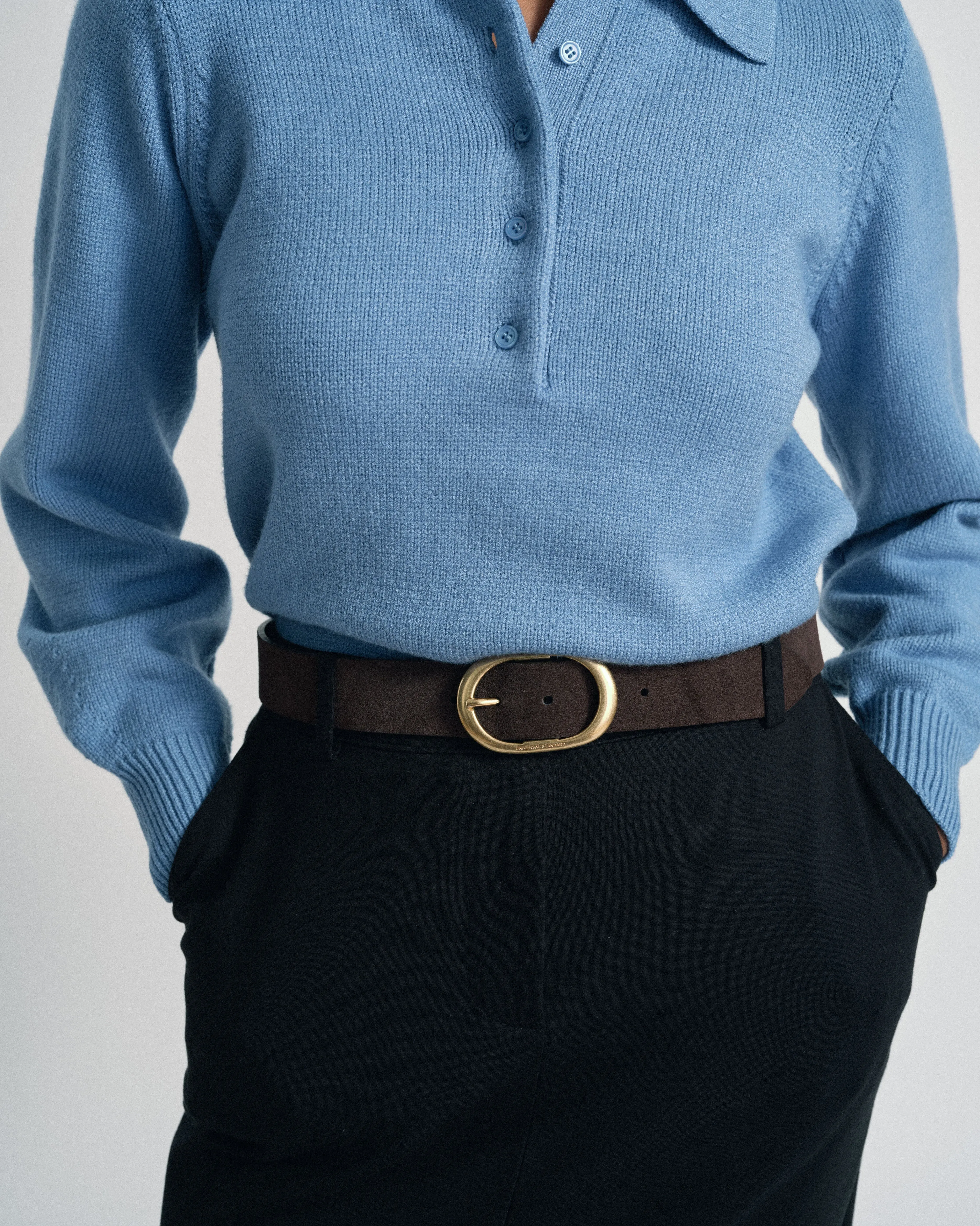 Oval Buckle Suede Belt - Brown/Gold sold by Universal Standard product image thumbnail 2