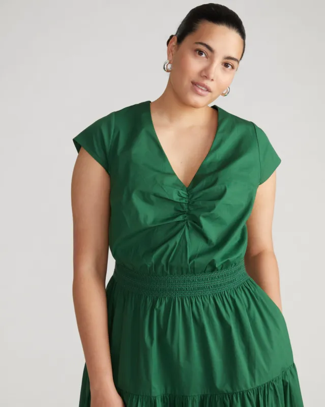 Ambroeus Smocked Poplin Dress - Kelly Green sold by Universal Standard