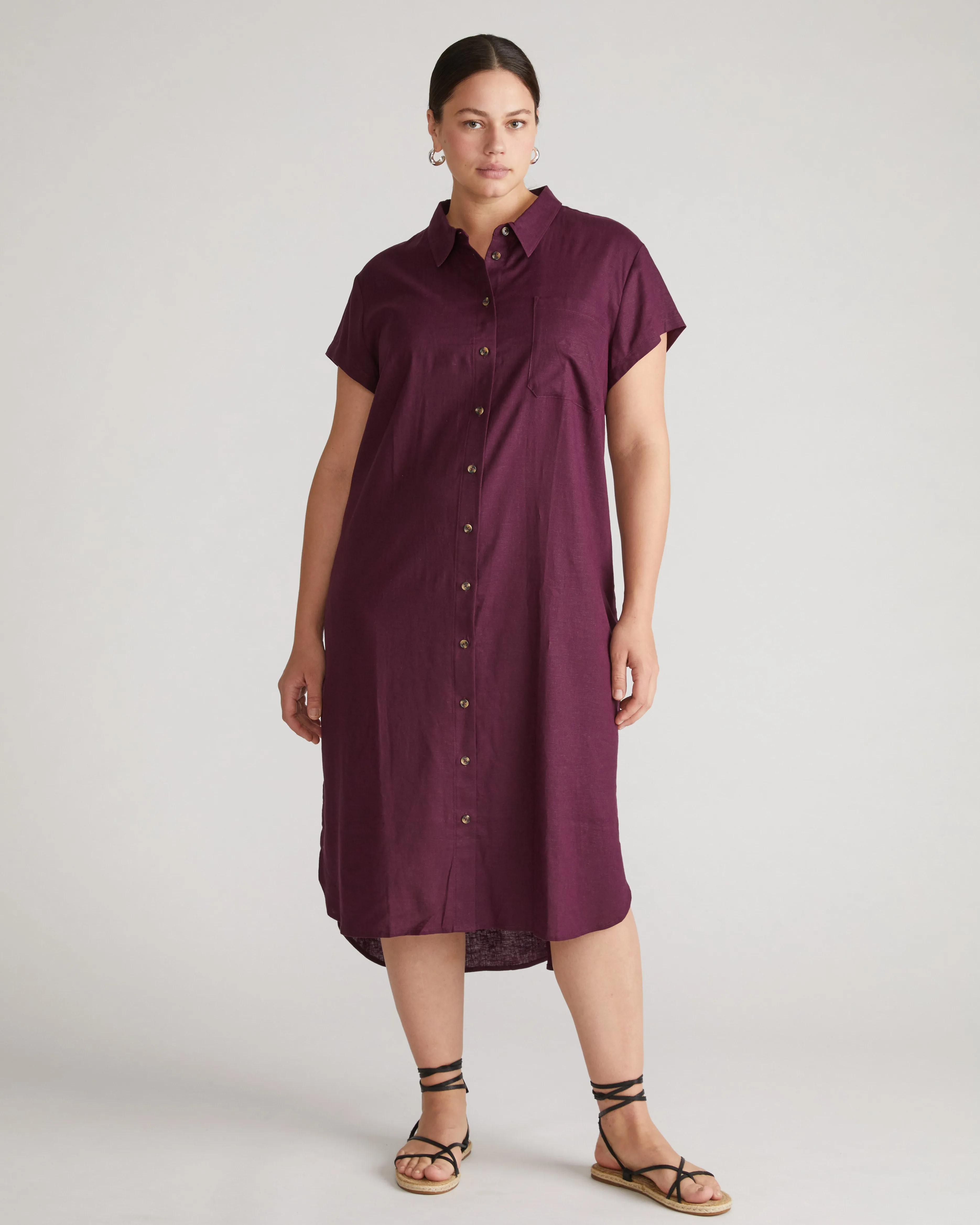 Dune Linen Shirtdress - Acai sold by Universal Standard