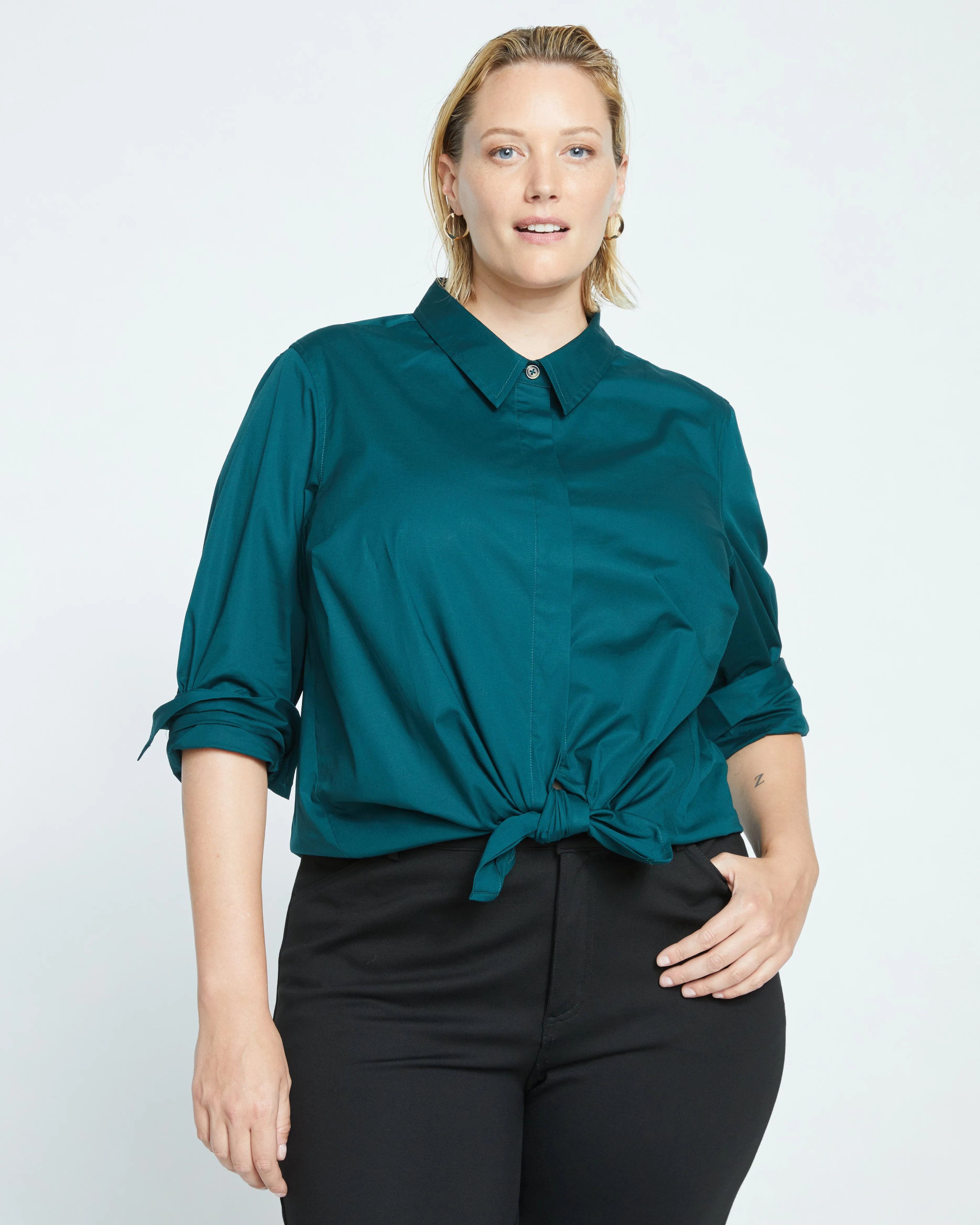 Elbe Stretch Poplin Shirt Classic Fit - Forest Green sold by Universal Standard product image thumbnail 2