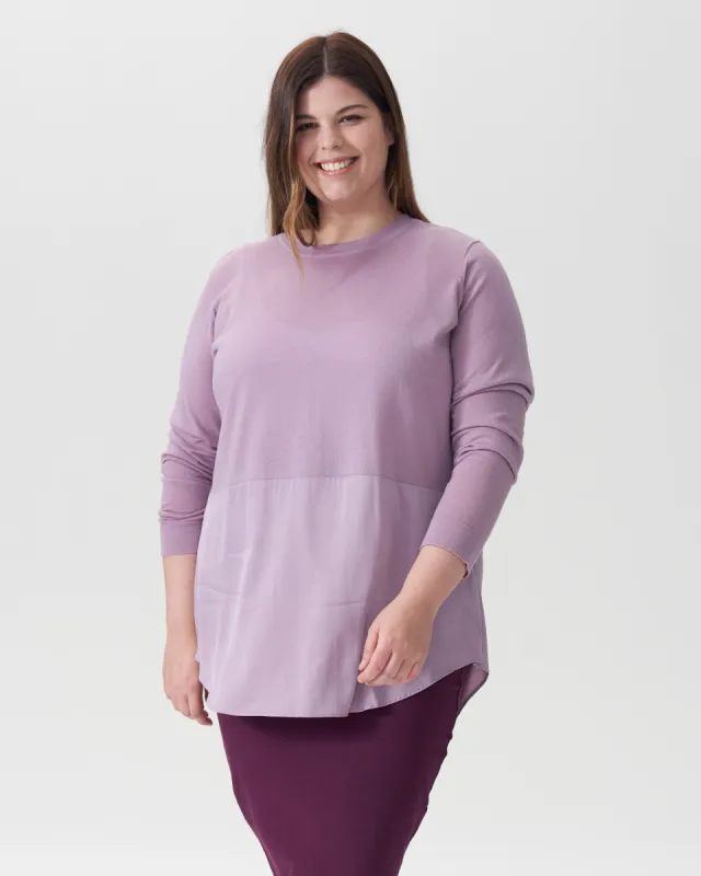 Dalia Mixed Media Sweater - Orchid sold by Universal Standard