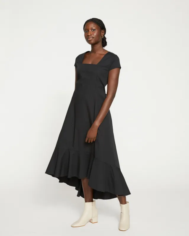 Jenna Stretch Poplin Flounce Dress - Black sold by Universal Standard