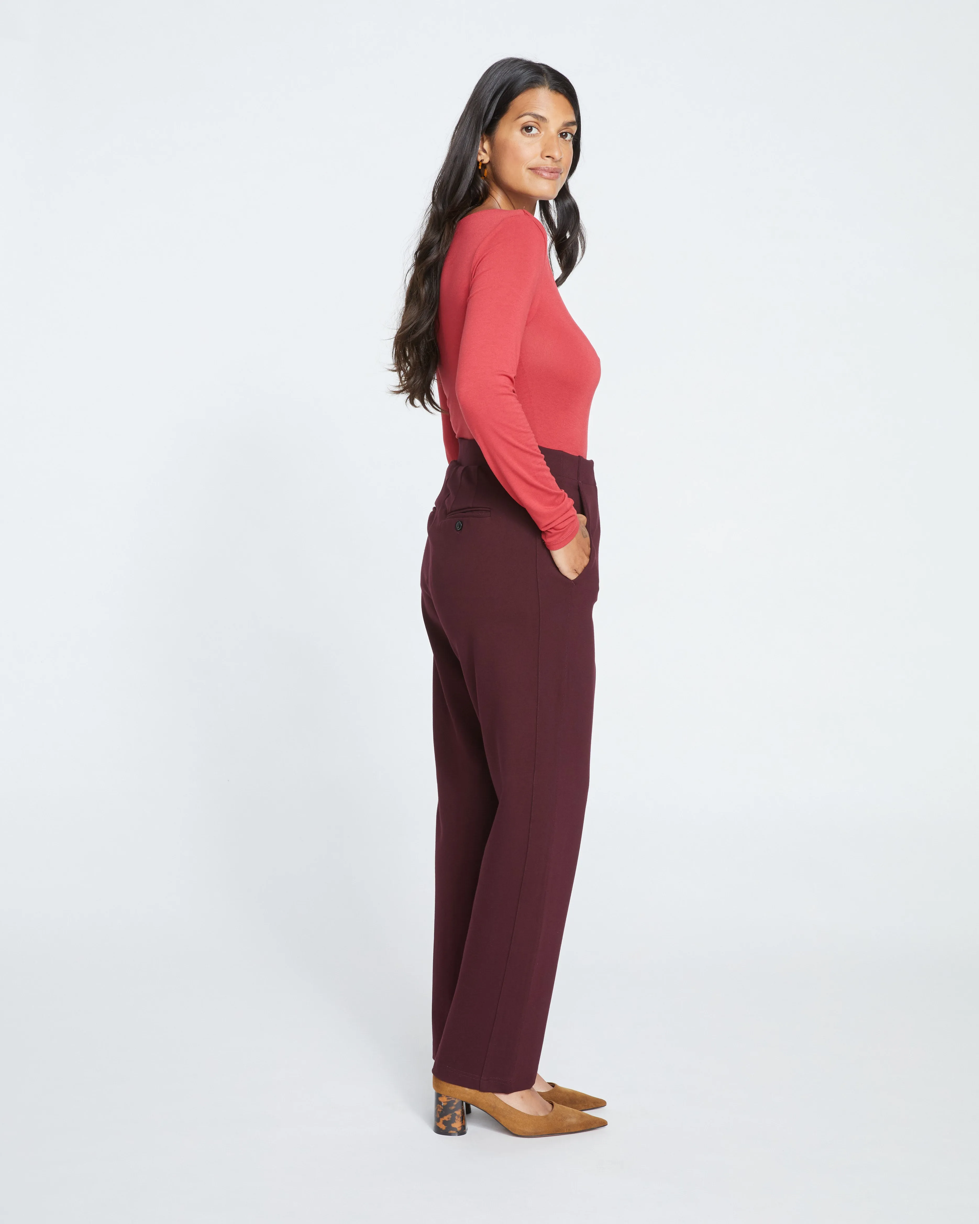 Audrey Tailored Ponte Pants - Black Cherry sold by Universal Standard product image thumbnail 3