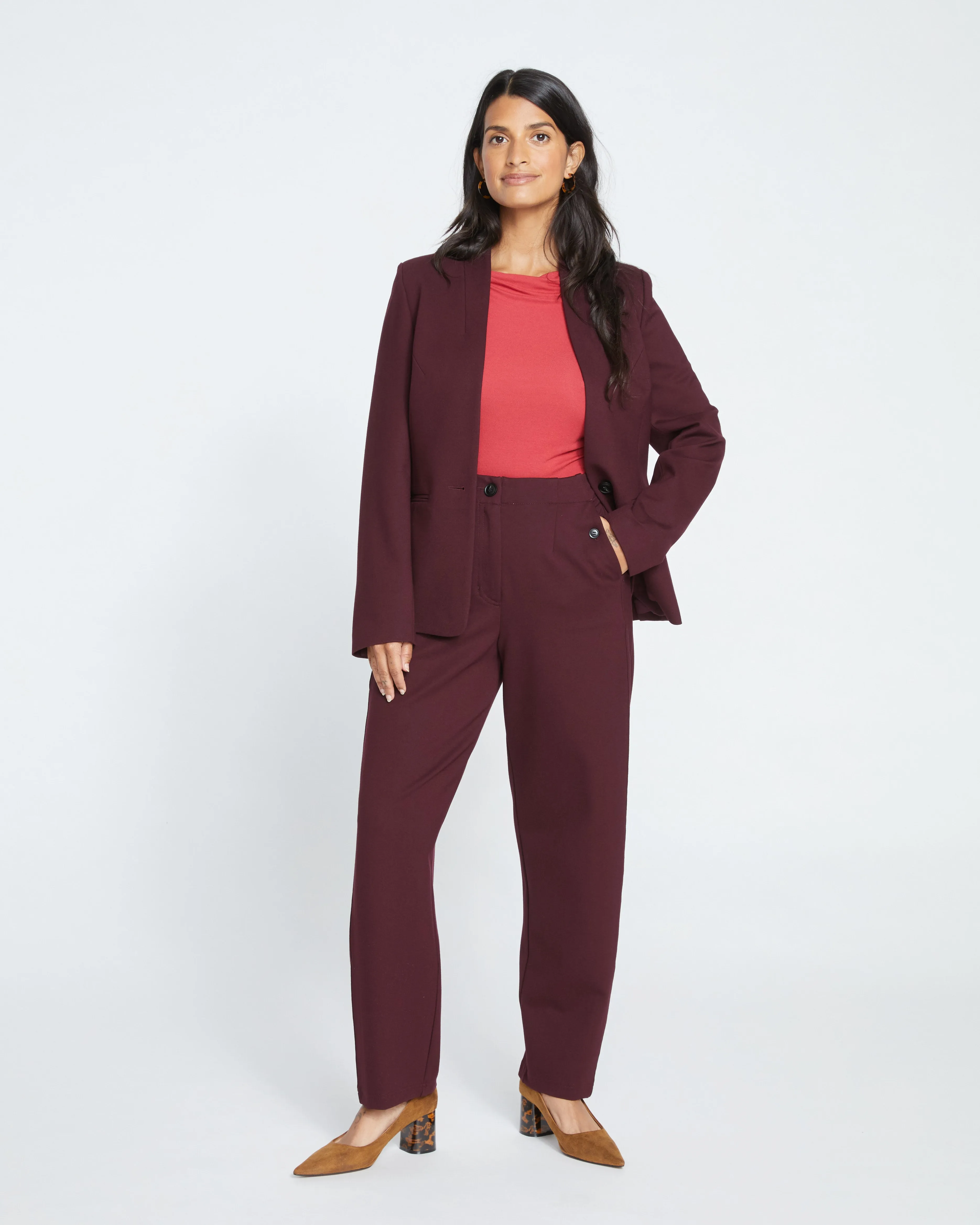 Audrey Tailored Ponte Pants - Black Cherry sold by Universal Standard