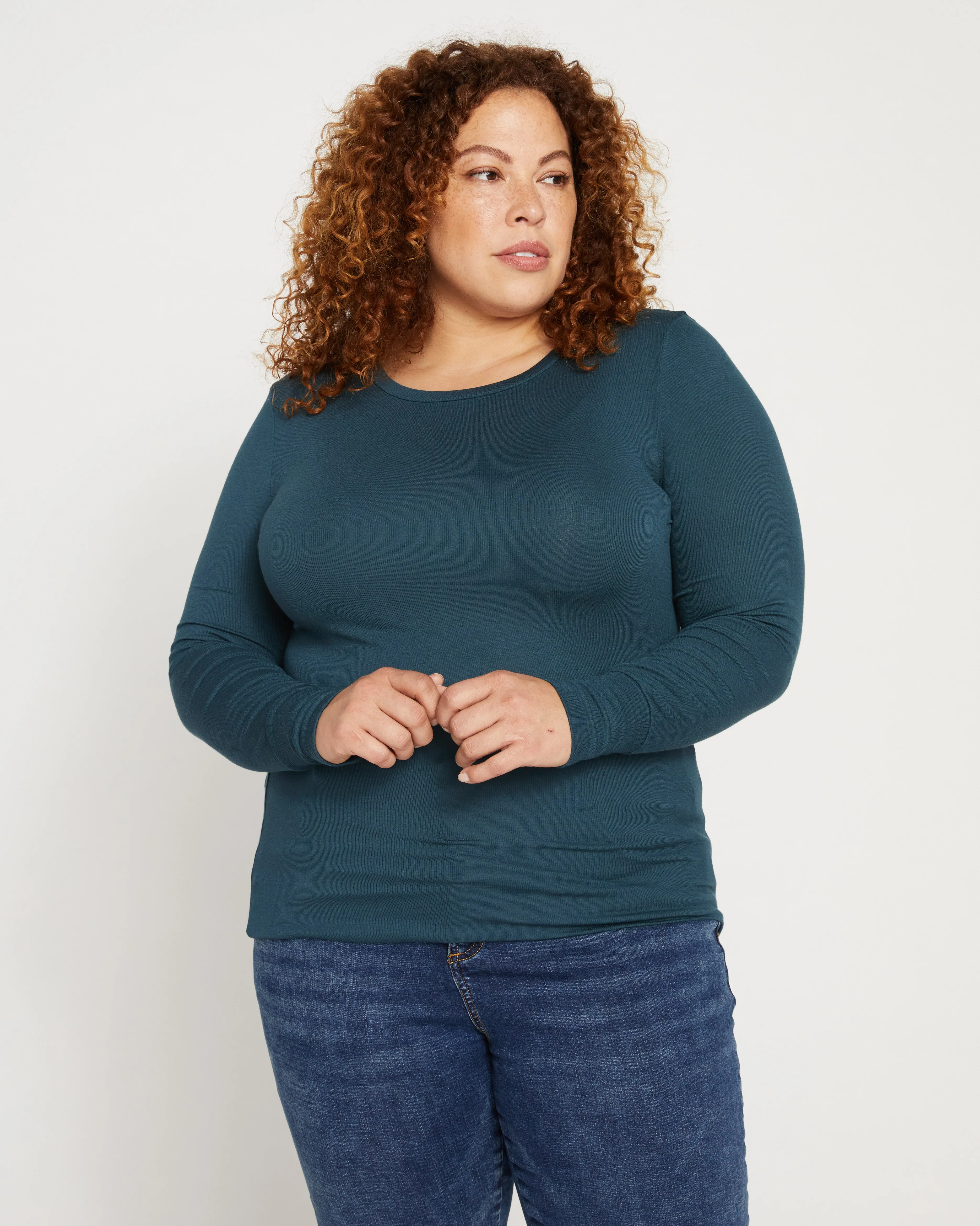 Foundation Long Sleeve Crew Neck Tee - Deep Sea sold by Universal Standard