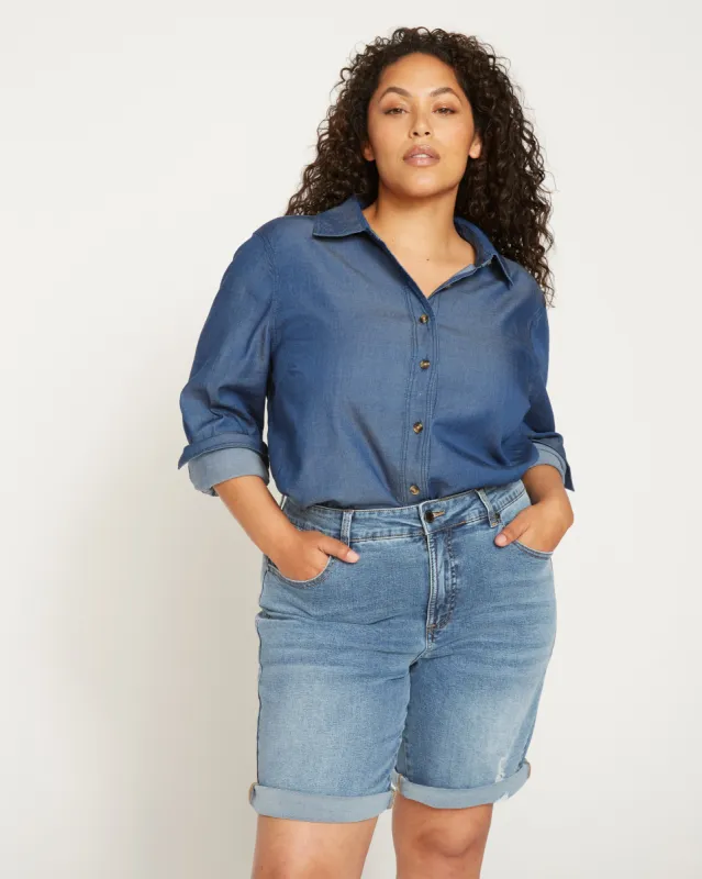 Bae Denim Shorts - Distressed Light Indigo sold by Universal Standard