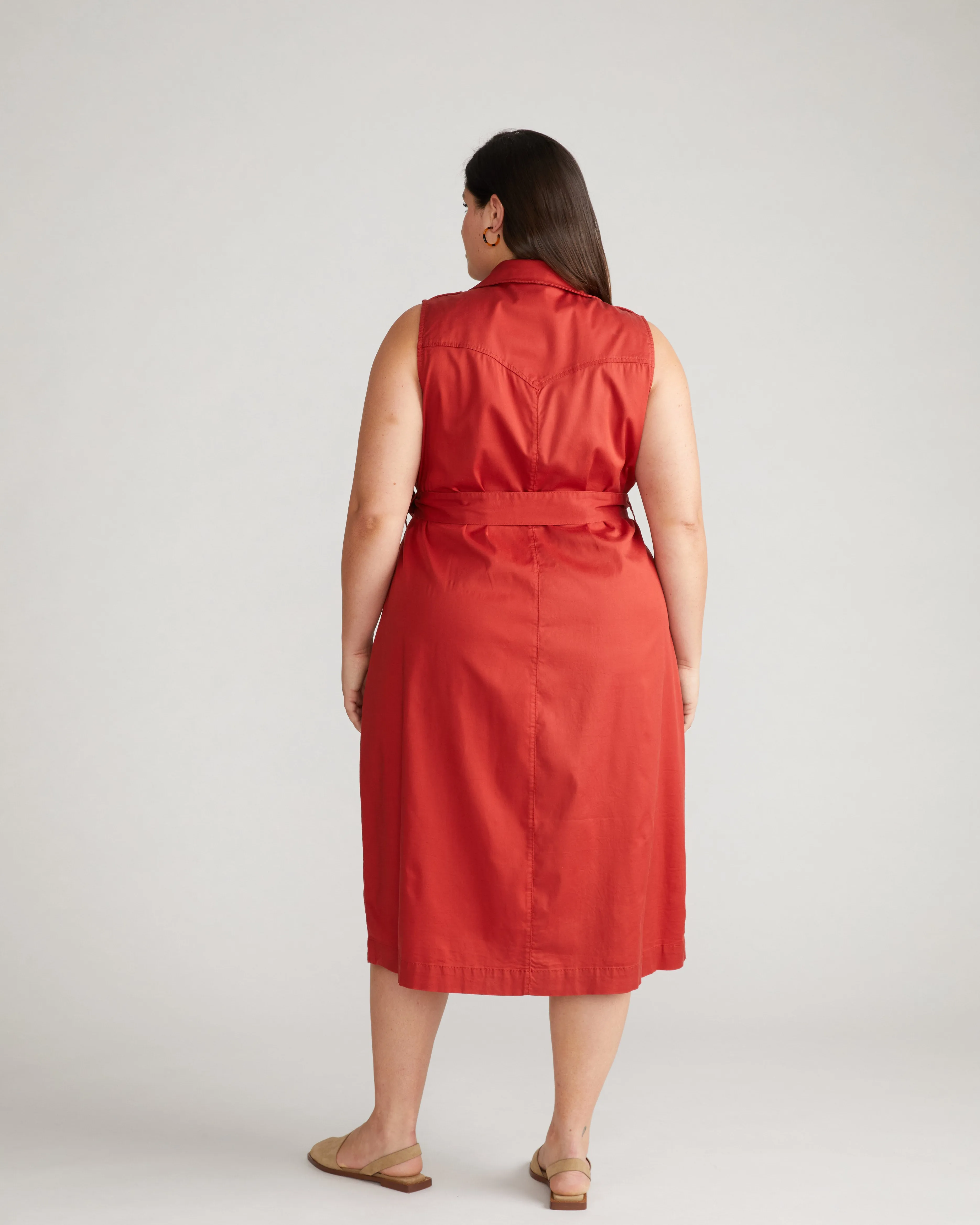 Perfect Tencel Chambray Sleeveless Savannah Shirtdress - Pomodoro sold by Universal Standard product image thumbnail 3