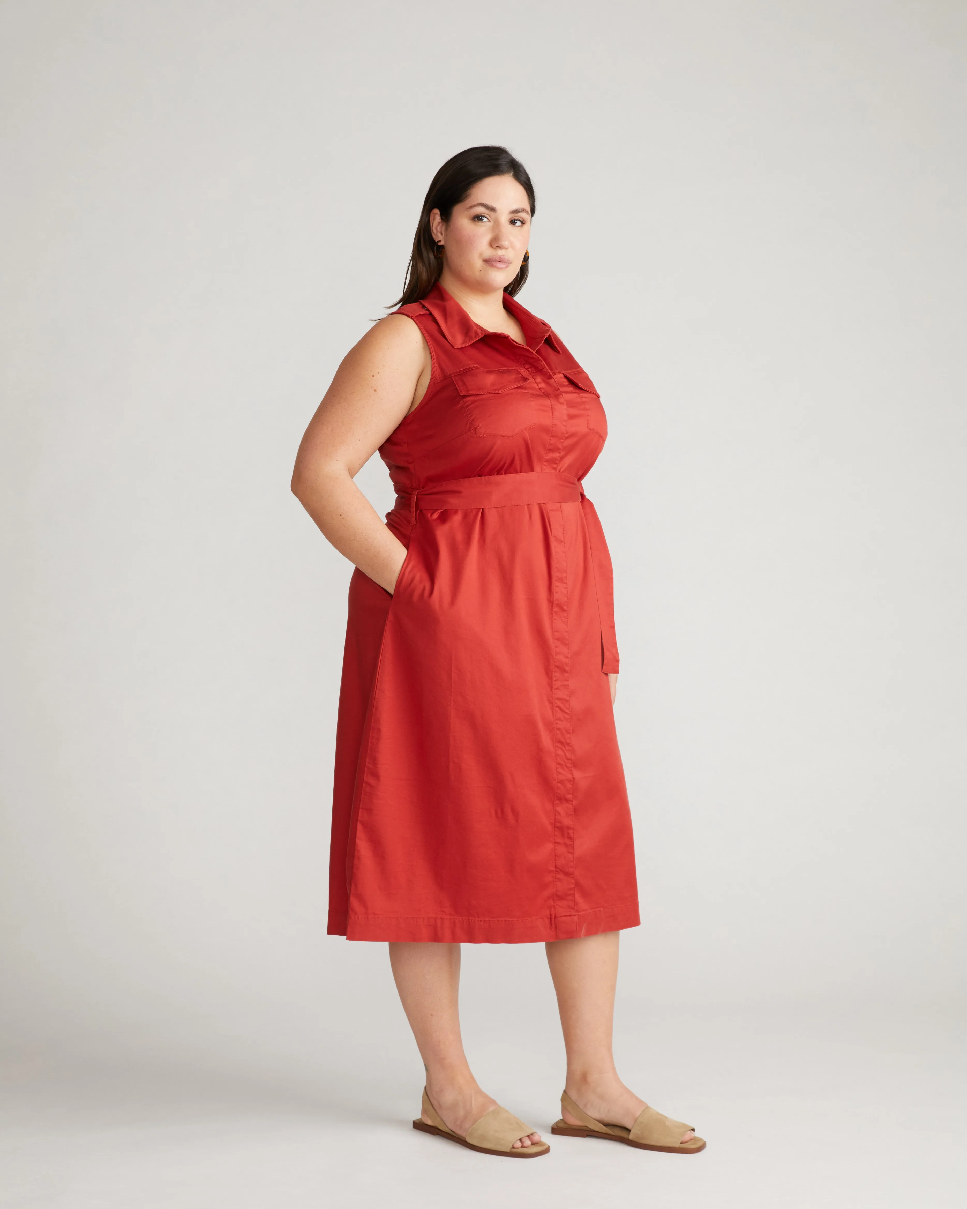 Perfect Tencel Chambray Sleeveless Savannah Shirtdress - Pomodoro sold by Universal Standard product image thumbnail 2