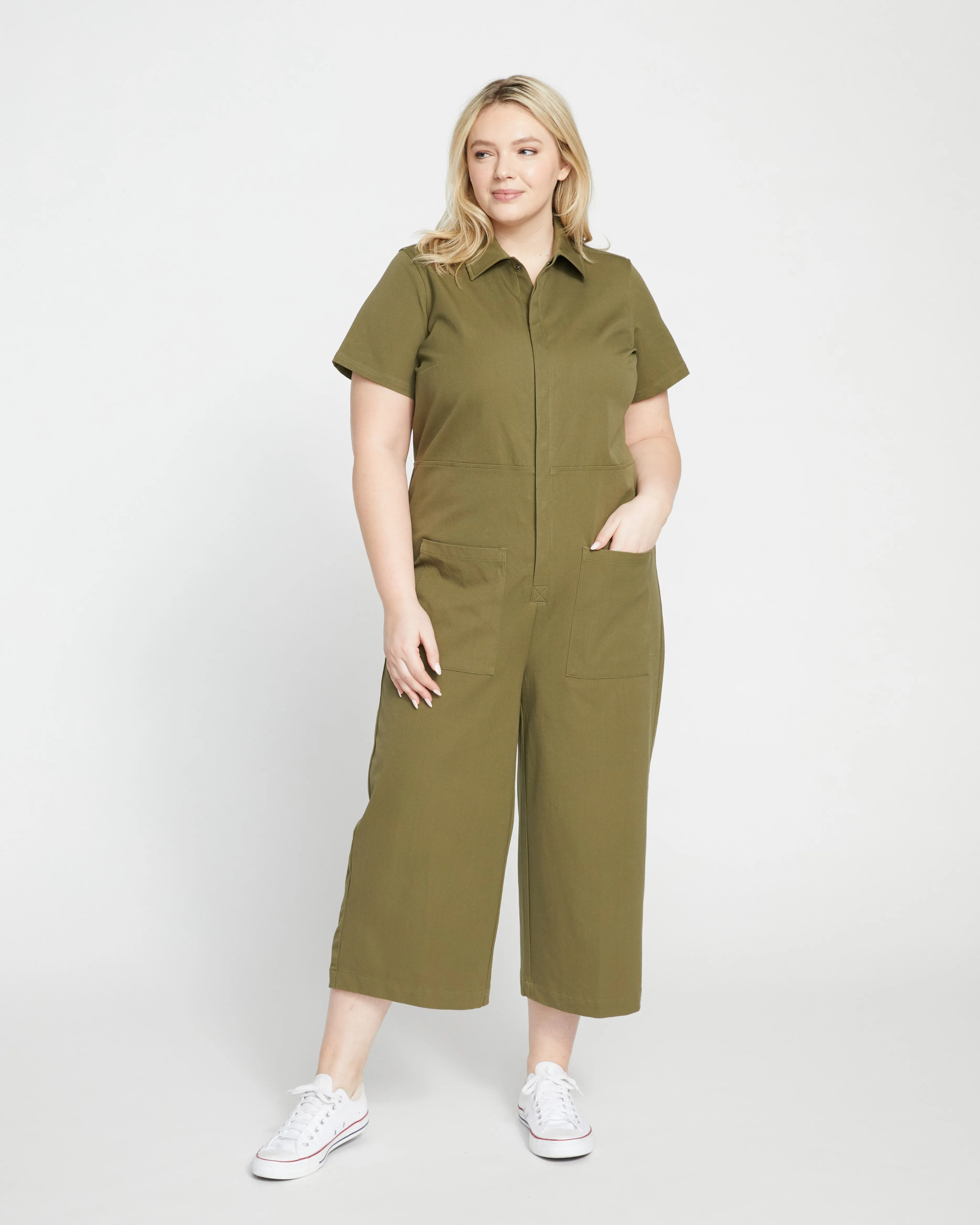 Kate Stretch Cotton Twill Jumpsuit - Ivy sold by Universal Standard