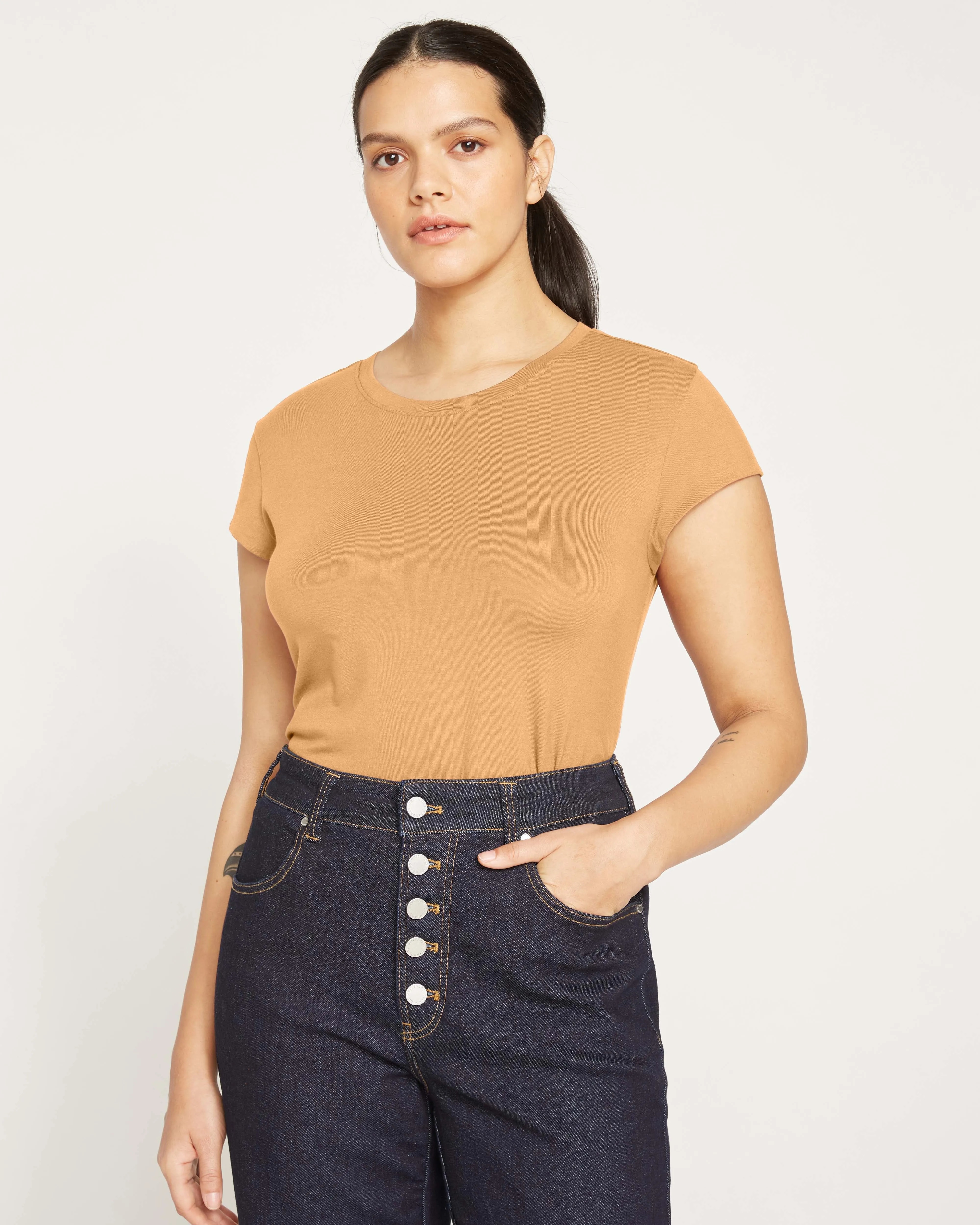 Ashley Cap Sleeve Tee - Caramel sold by Universal Standard