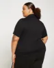 Apero Liquid Jersey Polo Top - Black sold by Universal Standard