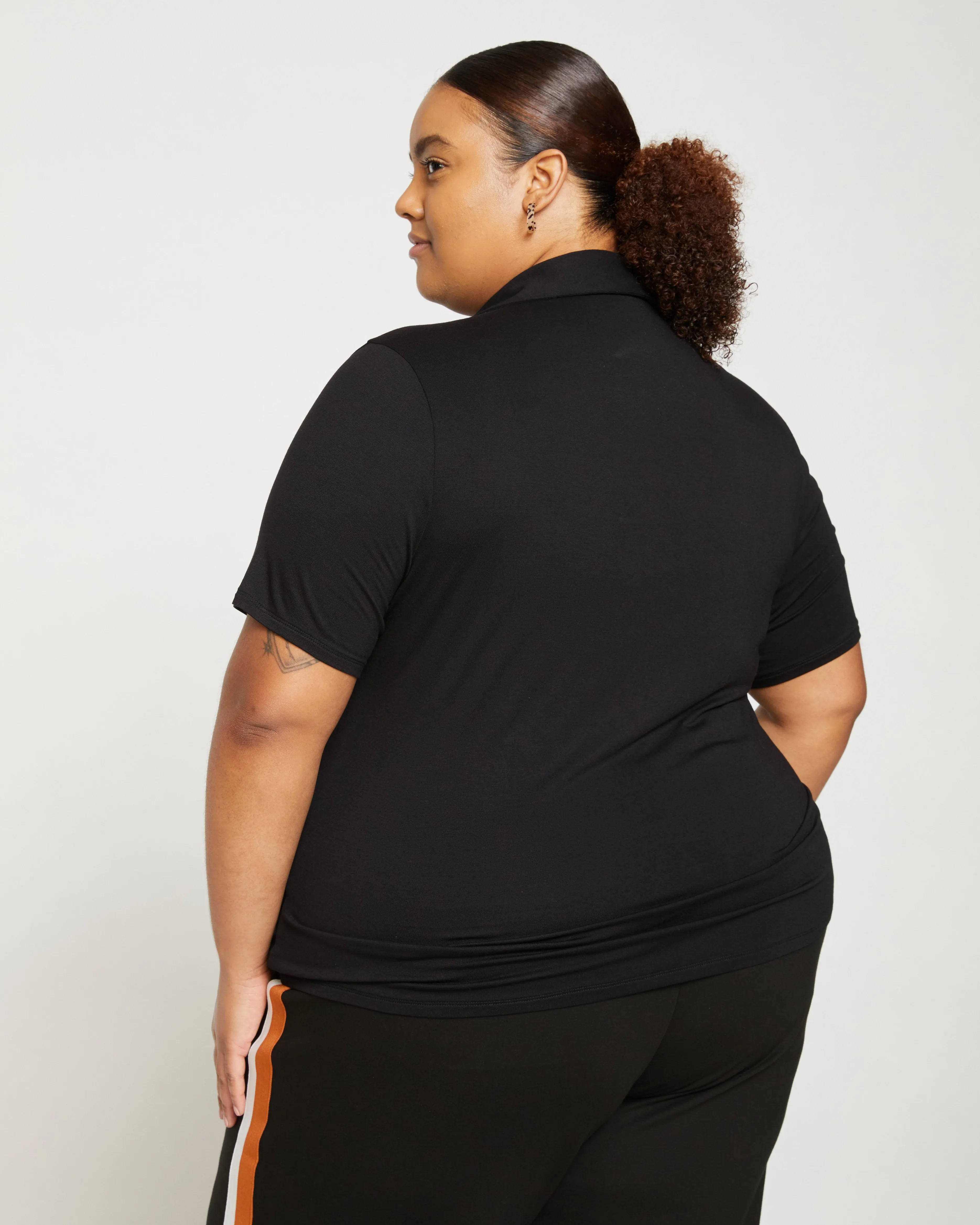 Apero Liquid Jersey Polo Top - Black sold by Universal Standard product image thumbnail 4