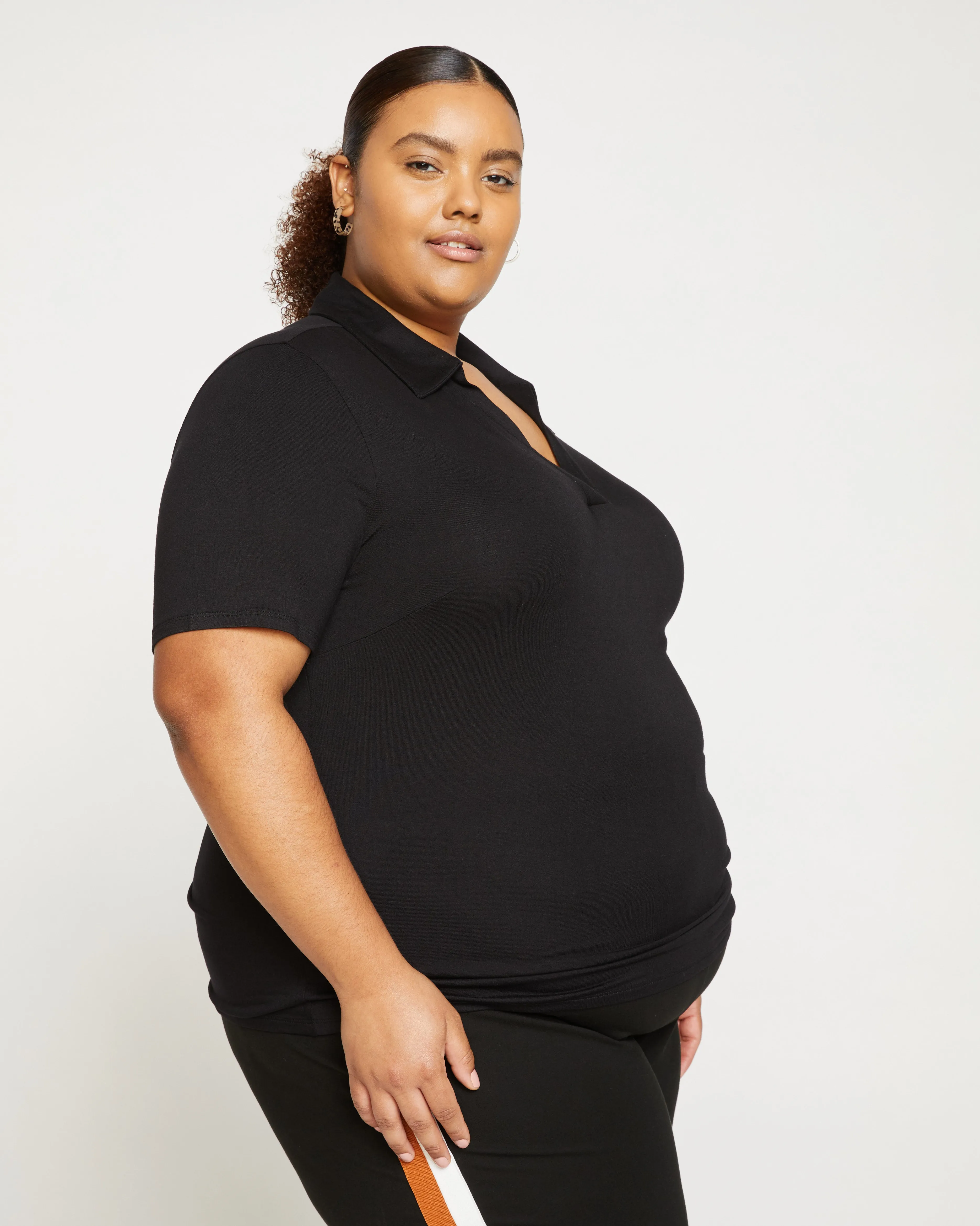 Apero Liquid Jersey Polo Top - Black sold by Universal Standard product image thumbnail 3