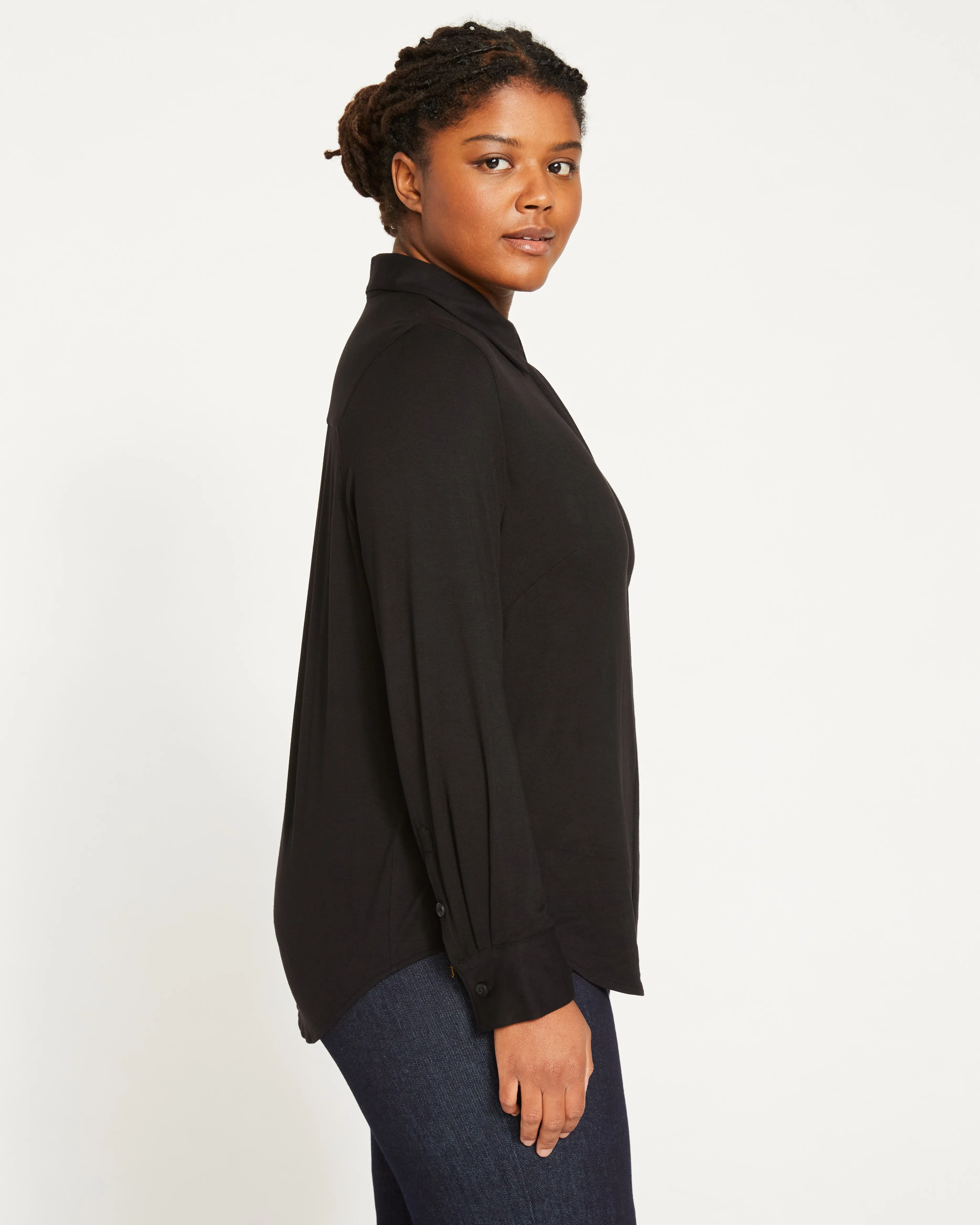 Elbe Liquid Jersey Shirt Classic Fit - Black sold by Universal Standard product image thumbnail 3