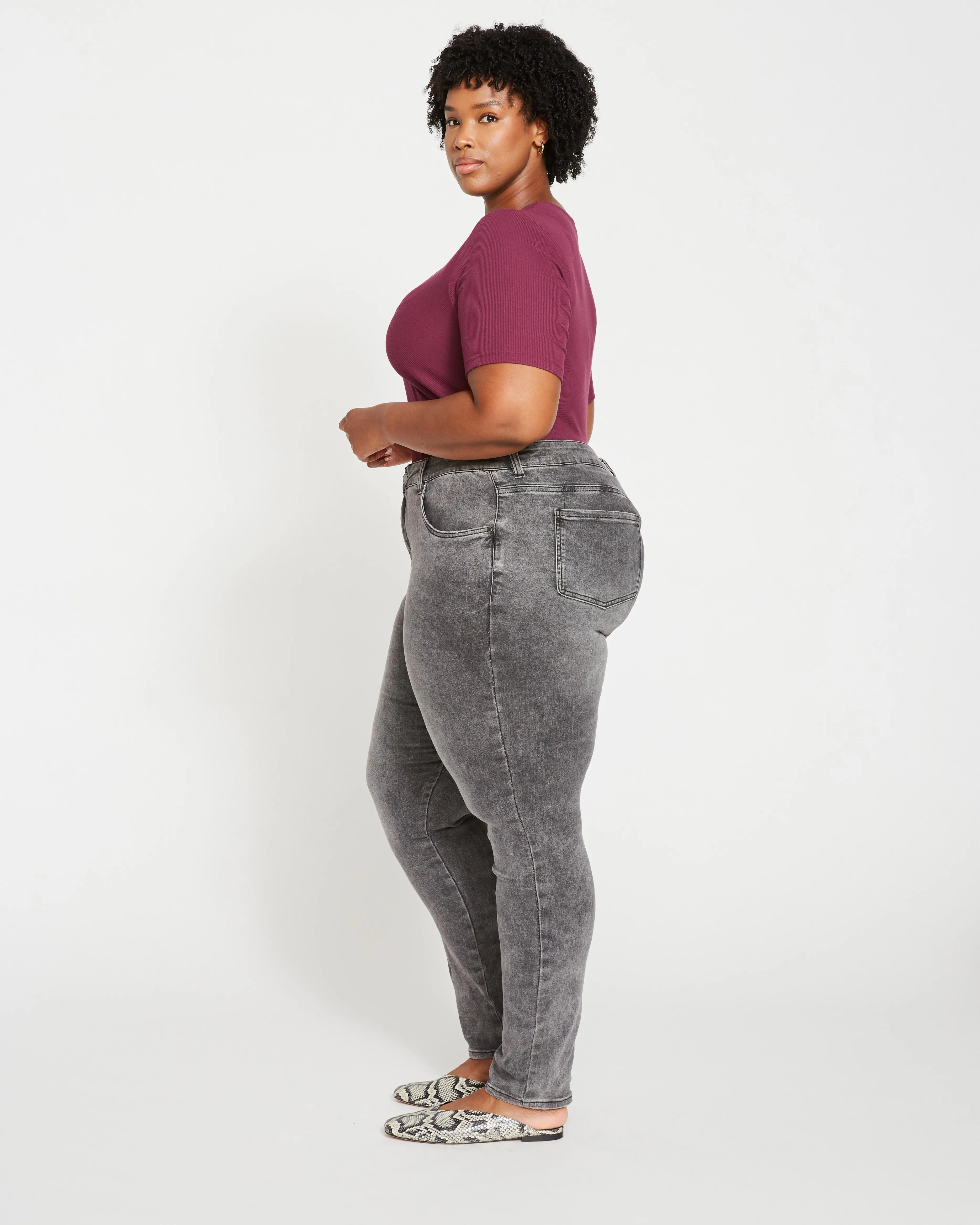 Seine High Rise Skinny Jeans 32 Inch - Distressed Black sold by Universal Standard product image thumbnail 4