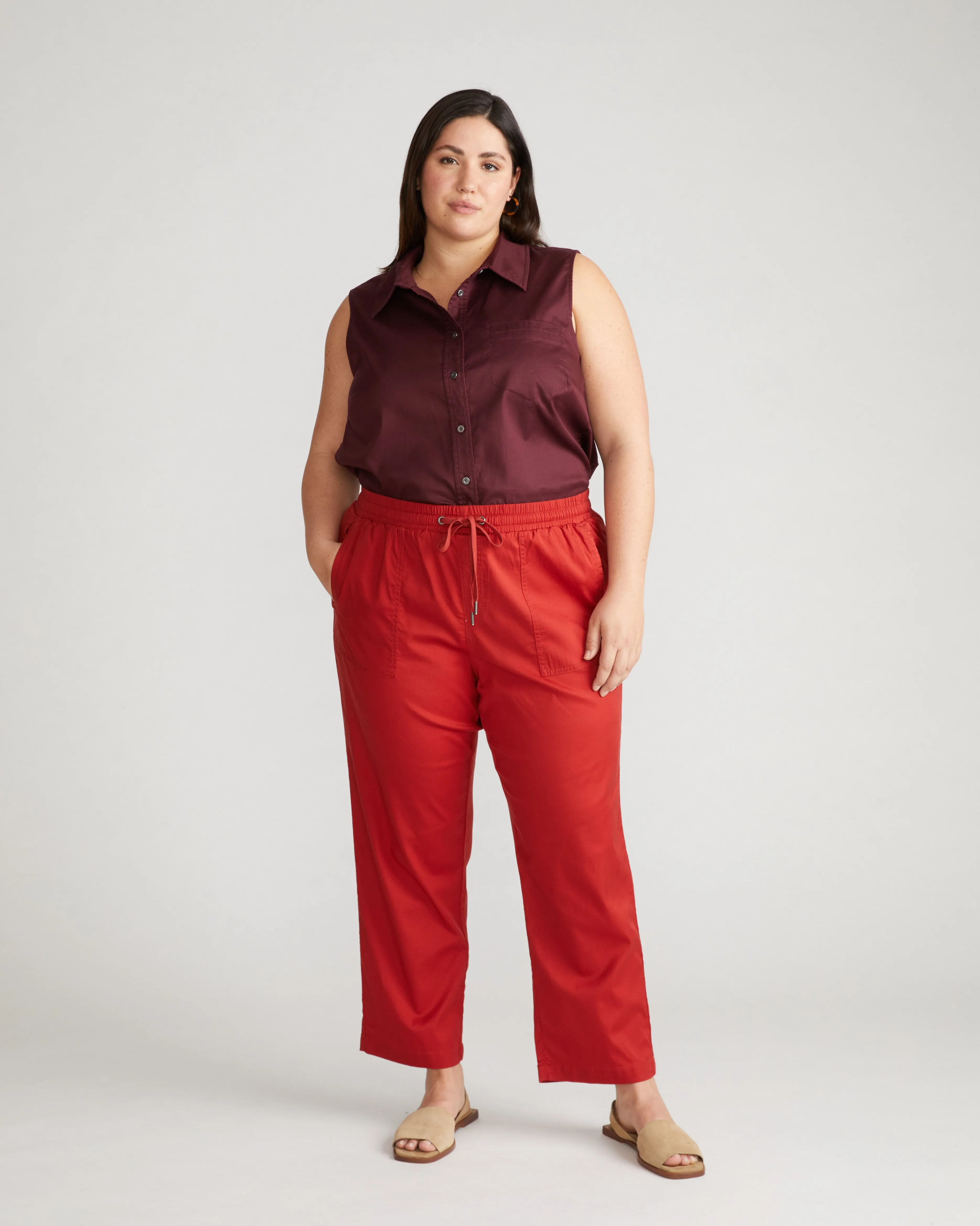 Perfect Tencel Chambray Off-Duty Pants - Pomodoro sold by Universal Standard