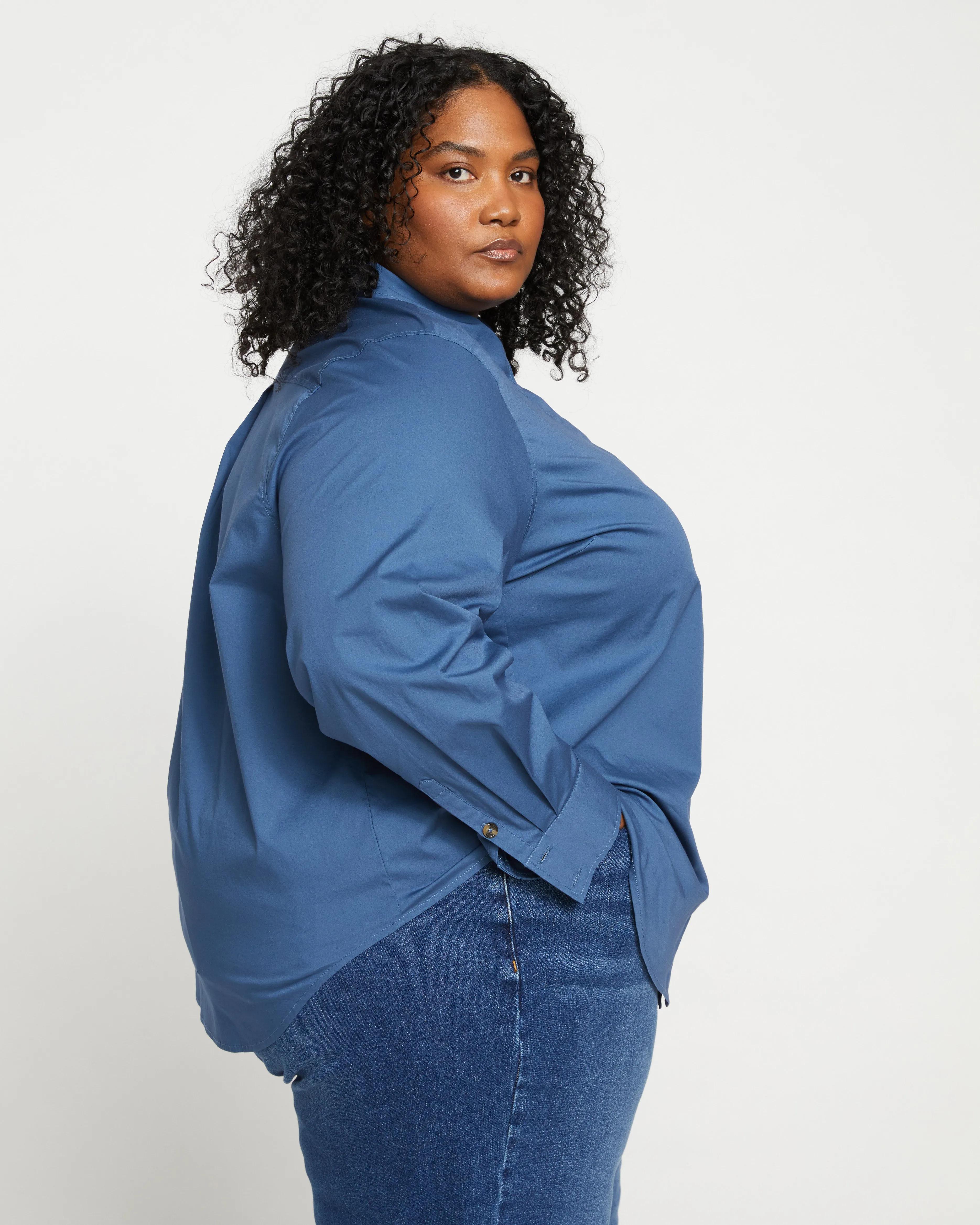 Elbe Stretch Poplin Shirt Classic Fit - Bleu Scolaire sold by Universal Standard product image thumbnail 5