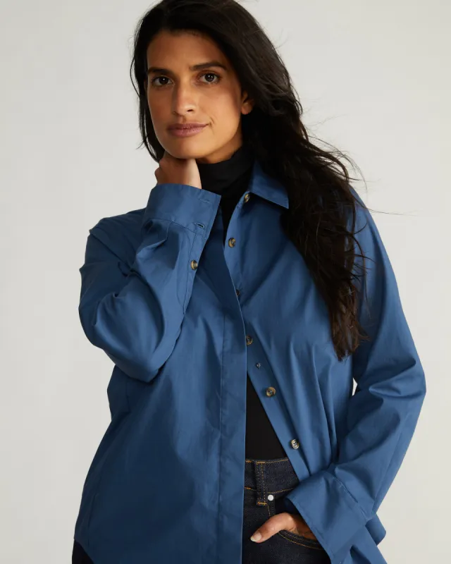 Elbe Stretch Poplin Shirt Classic Fit - Bleu Scolaire sold by Universal Standard