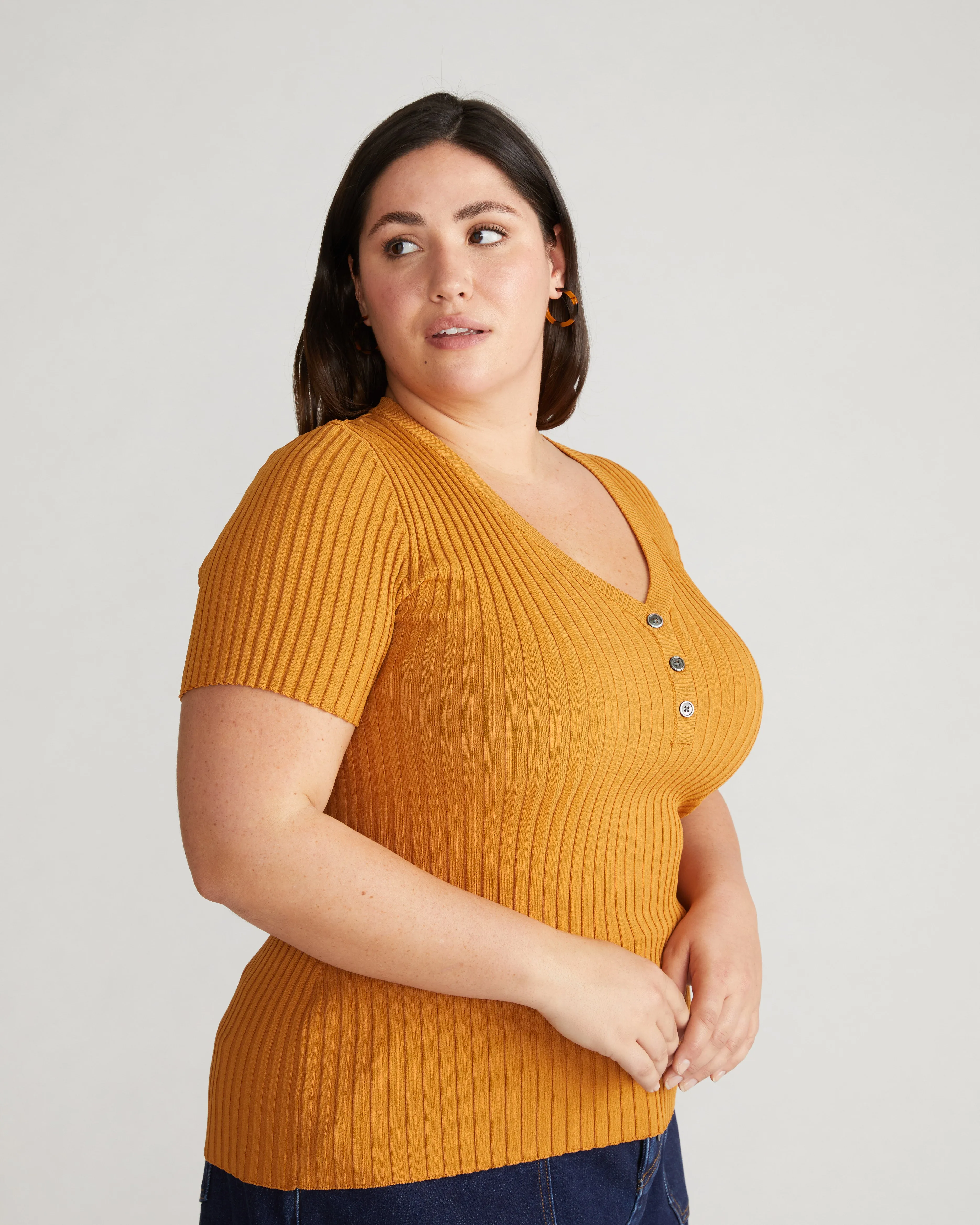 Button Front Sweater Top - Toffee sold by Universal Standard product image thumbnail 3