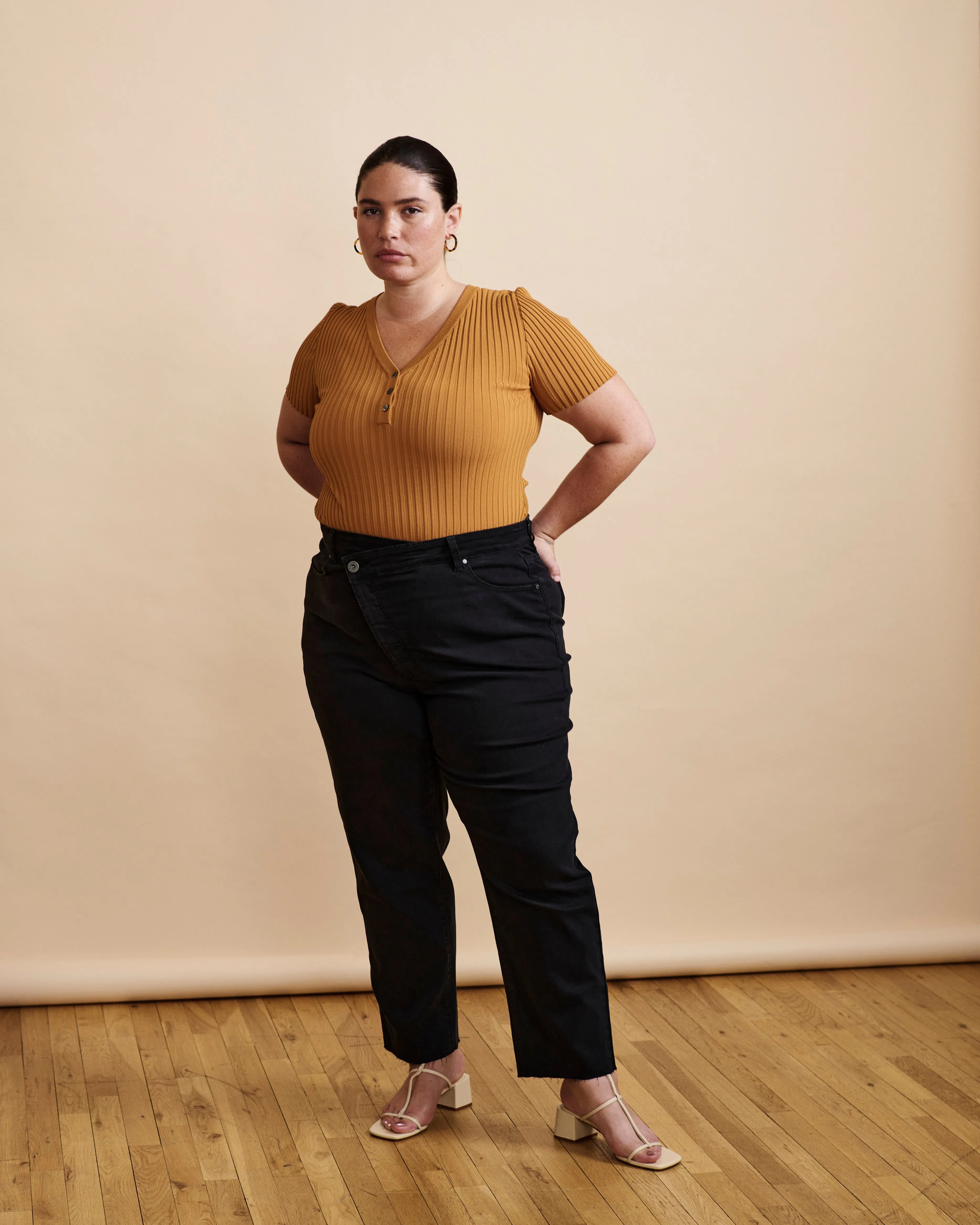Button Front Sweater Top - Toffee sold by Universal Standard