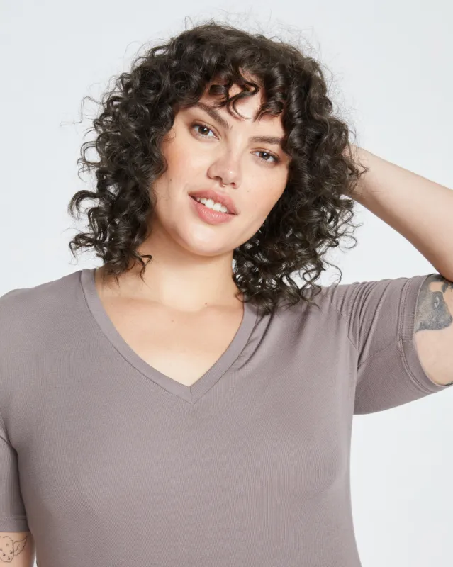 Foundation Short Sleeve V-Neck Tee - Nutmeg sold by Universal Standard