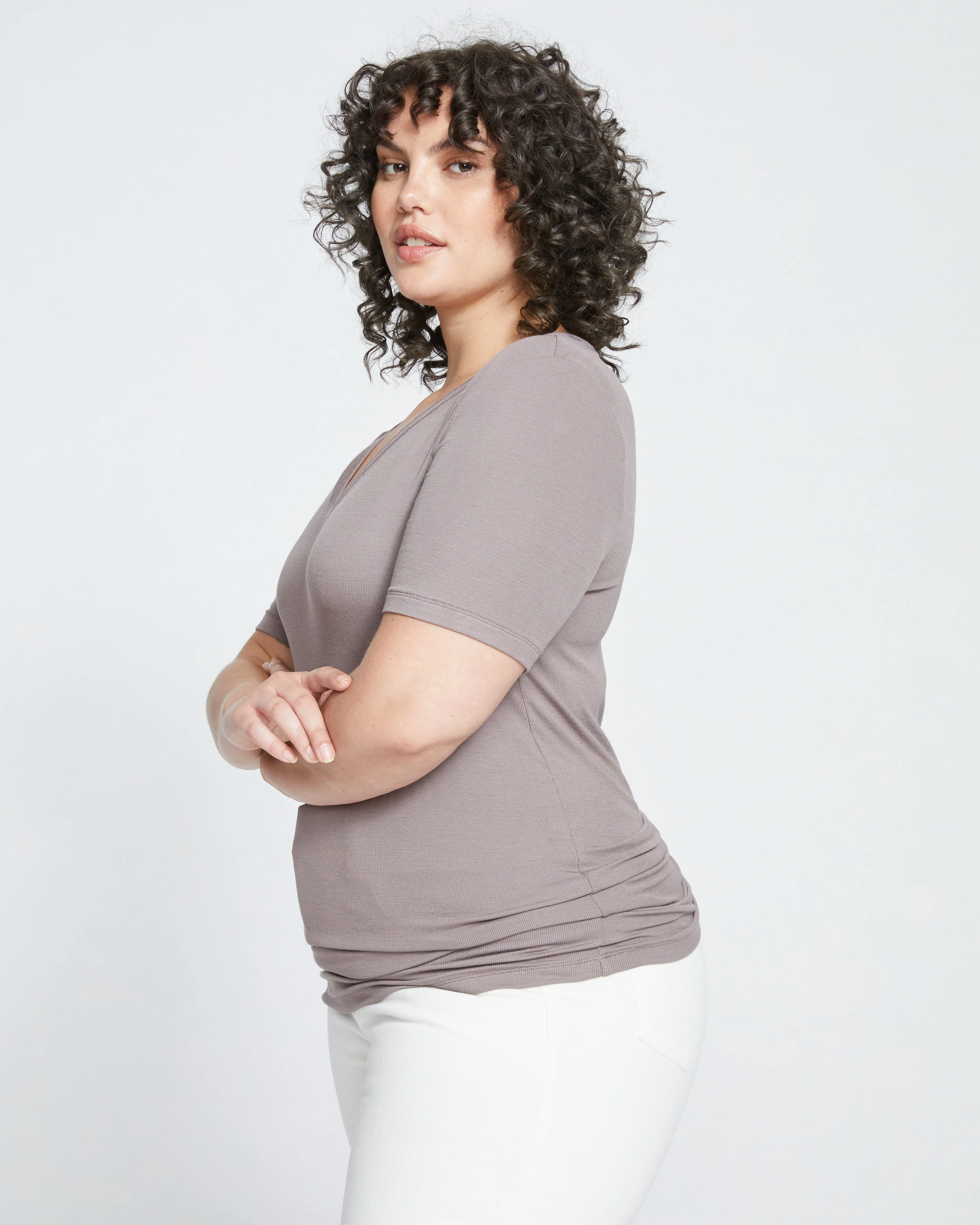 Foundation Short Sleeve V-Neck Tee - Nutmeg sold by Universal Standard product image thumbnail 3