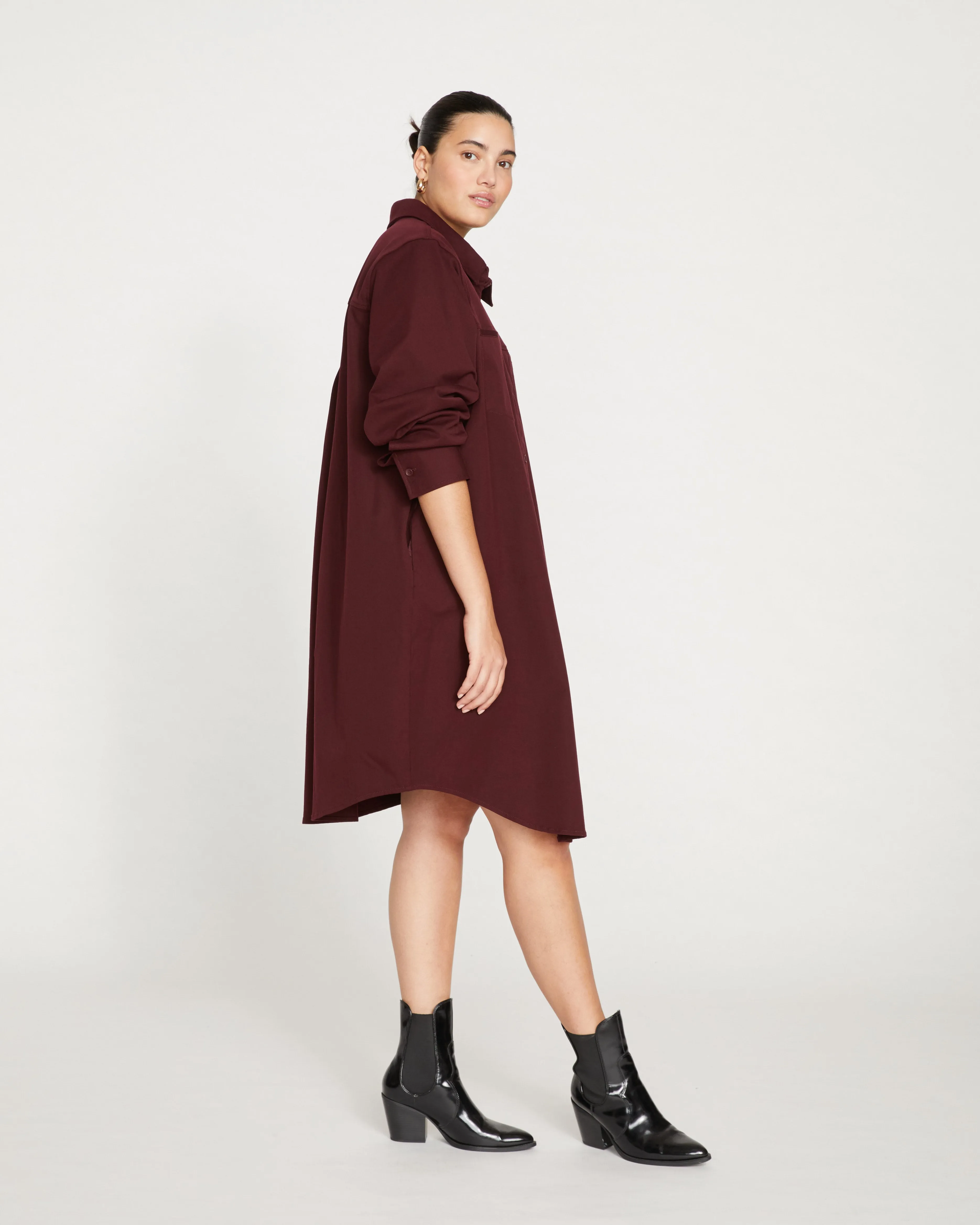 Carefree Stretch Twill Shirtdress - Black Cherry sold by Universal Standard product image thumbnail 3