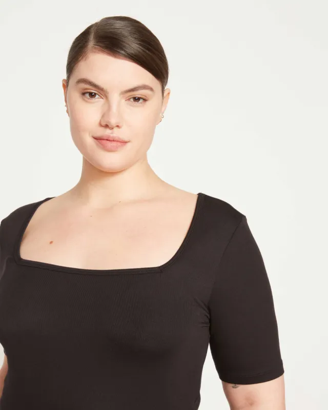 Foundation Short Sleeve Square Neck Tee - Black sold by Universal Standard